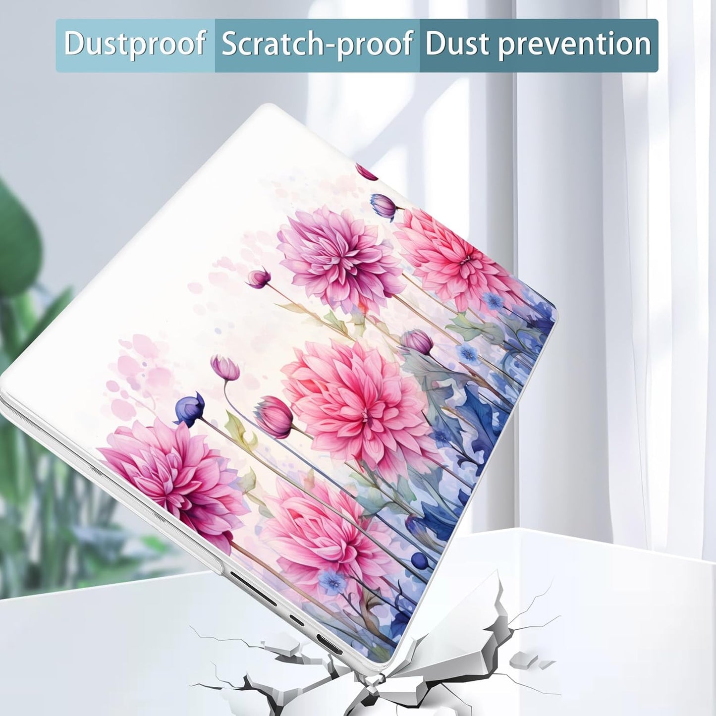 Tuiklol for MacBook Pro 14 Inch Case 2024-2021 Release M4 A3112 A3401 A3185/M3 A2918 A2992/M2 A2779/M1 A2442 Pro/Max,Hard Shell Case with Keyboard Cover & Screen Protector for Touch ID,Pink Flowers