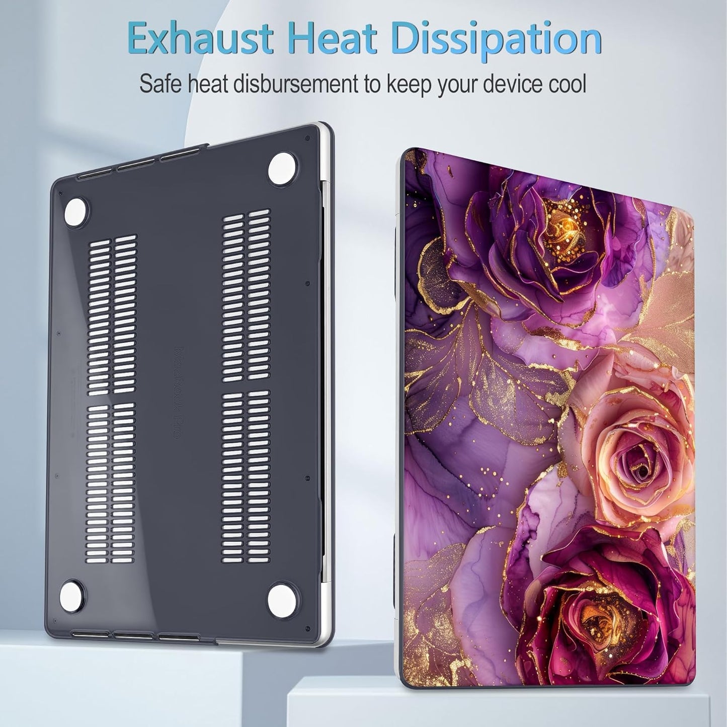 Mektron Case for MacBook Pro 16" M4 A3403 A3186 M3 A2991 M2 A2780 M1 A2485 (2021/2023/2024) Pro/Max with Touch ID, Hard Shell Plastic Laptop Cover Keyboard Cover Screen Protector, Marble Flowers