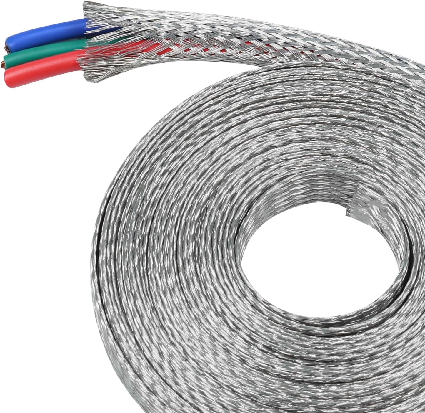 Tinned Copper Metal Braid Sleeving Wire Shielding Sleeve Braided Copper Ground Straps EMI/RFI Interference Expandable Flat Mesh Shielding Cable for Protect Wire (5/16inch-22ft)