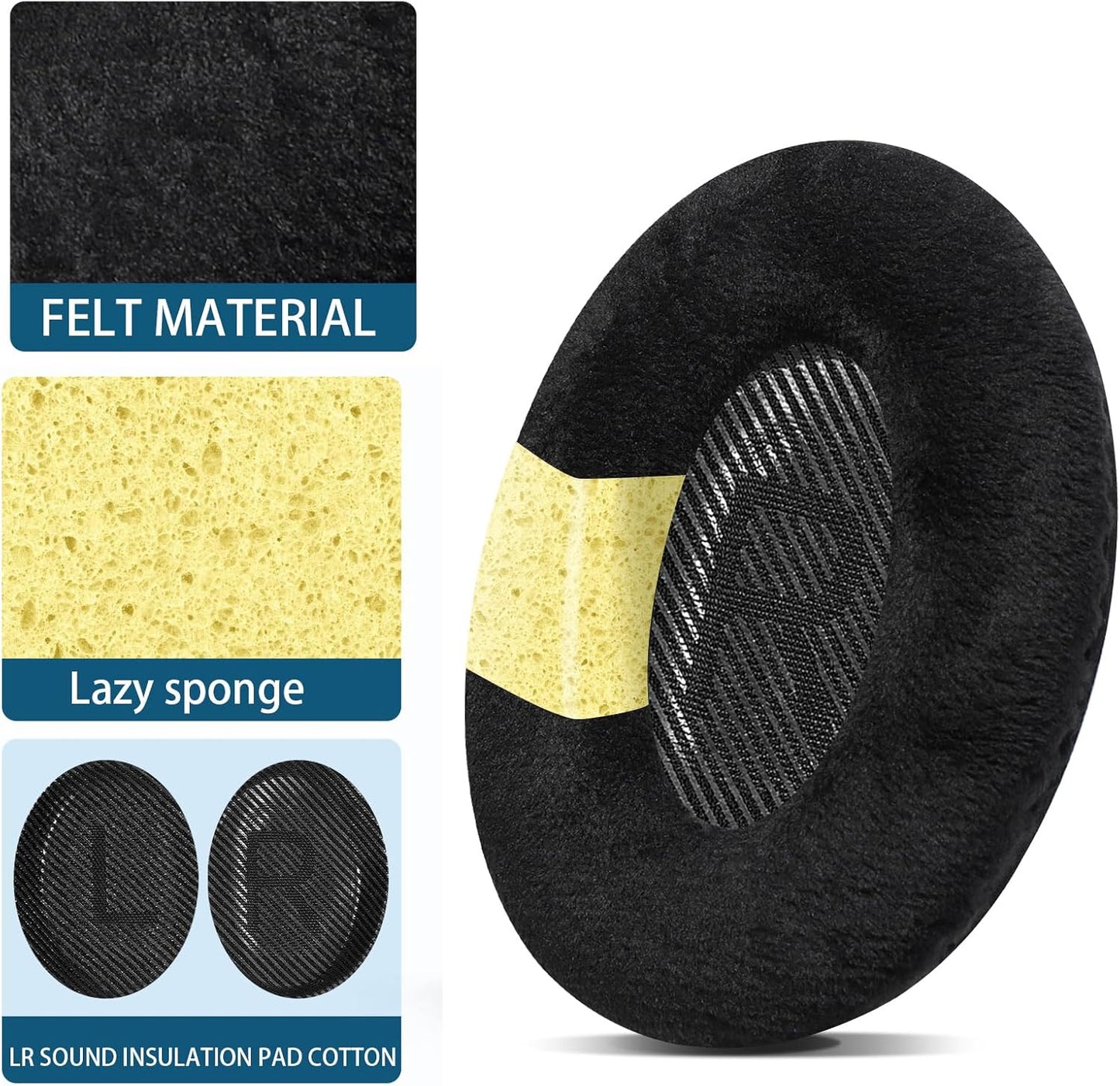 Soft Velour Ear Pads, Replacement Ear Pads for Bose Quiet Comfort QC35 Headphones, with Softer Memory Foam and Durability, with Good Audio Quality