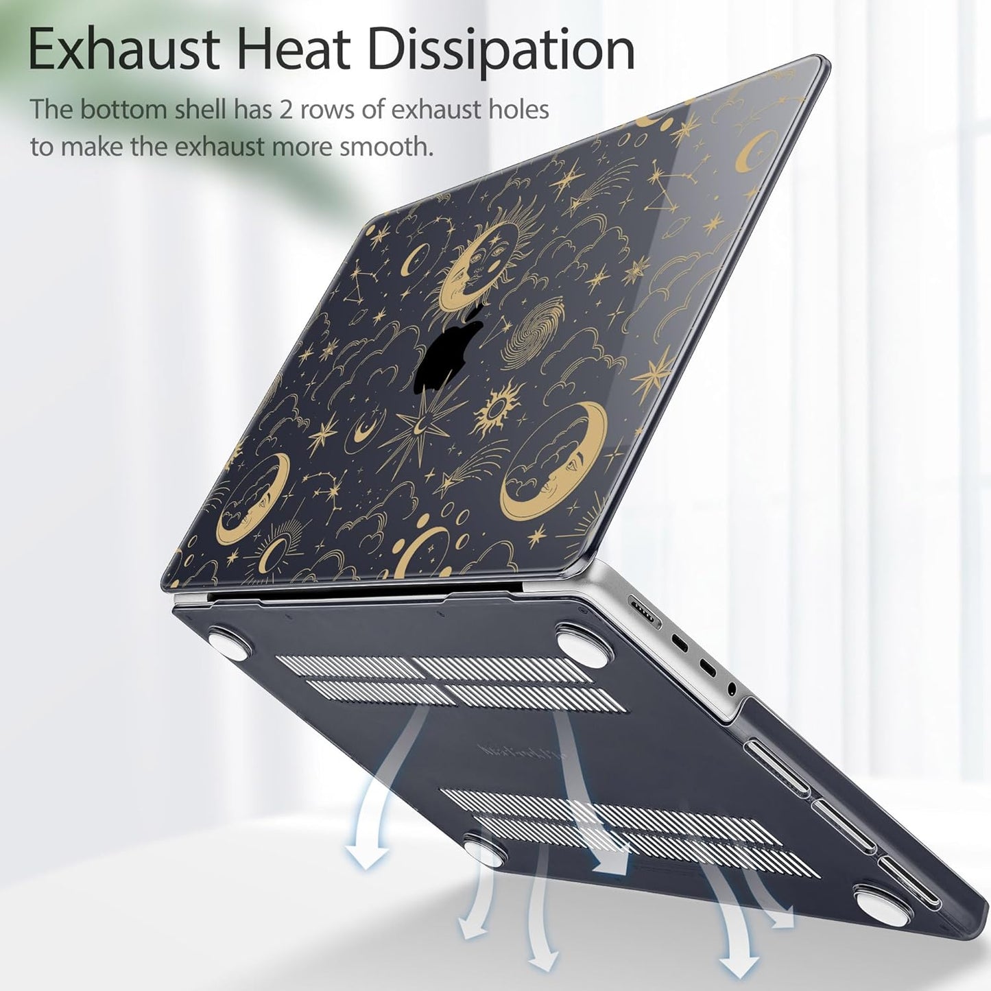 Tuiklol for M4 MacBook Pro 14 Inch Case 2024-2021 Release A3112 A3401 A3185/M3 A2918 A2992/M2 A2779/M1 A2442 Pro/Max Chip,Hard Shell Case with Screen Protector for Touch ID, Moons and Stars