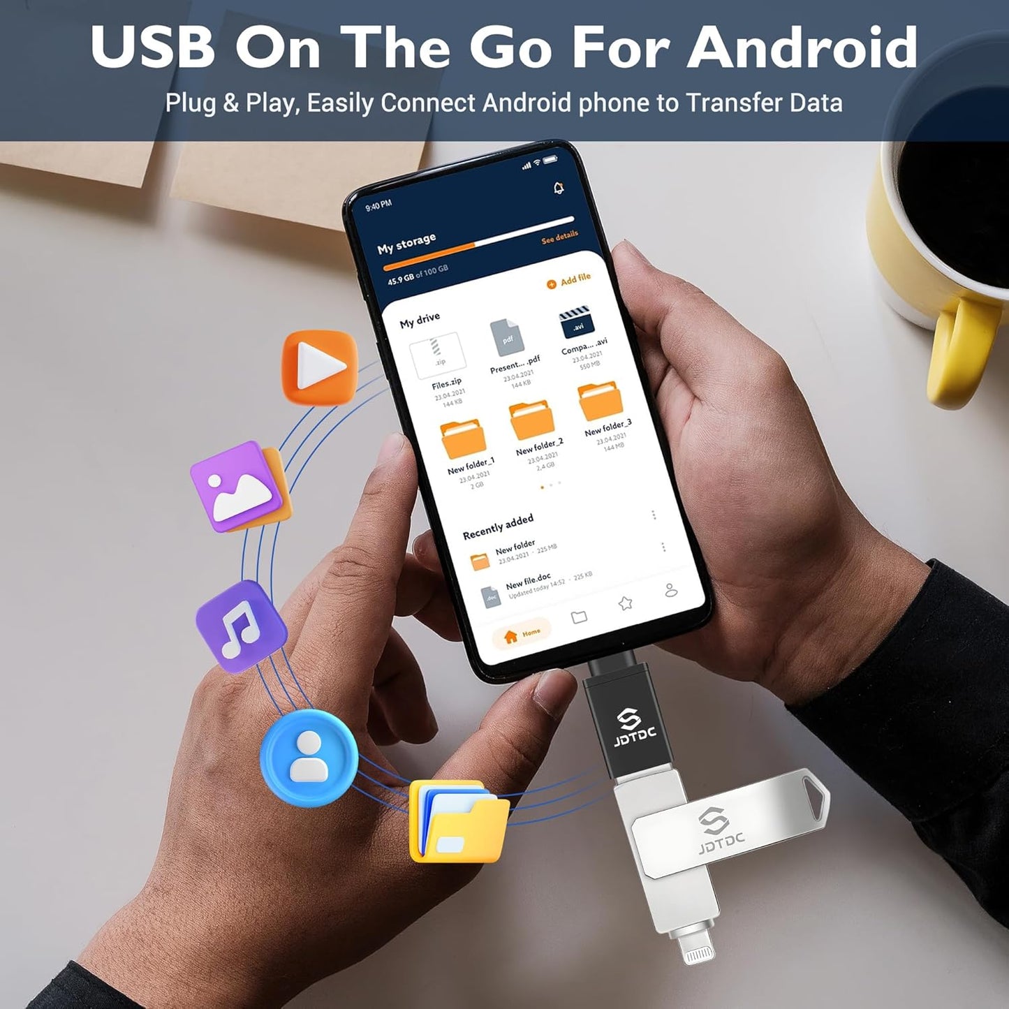 Genuine Apple MFi Certified iPhone-USB-Flash-Drive 256GB Real Capacity Genuine Lightning encrypted Backup-Photo-Stick-for-iPhone iPad Android PC Mac External-Storage Photos/Videos Thumb-Drive Pendrive