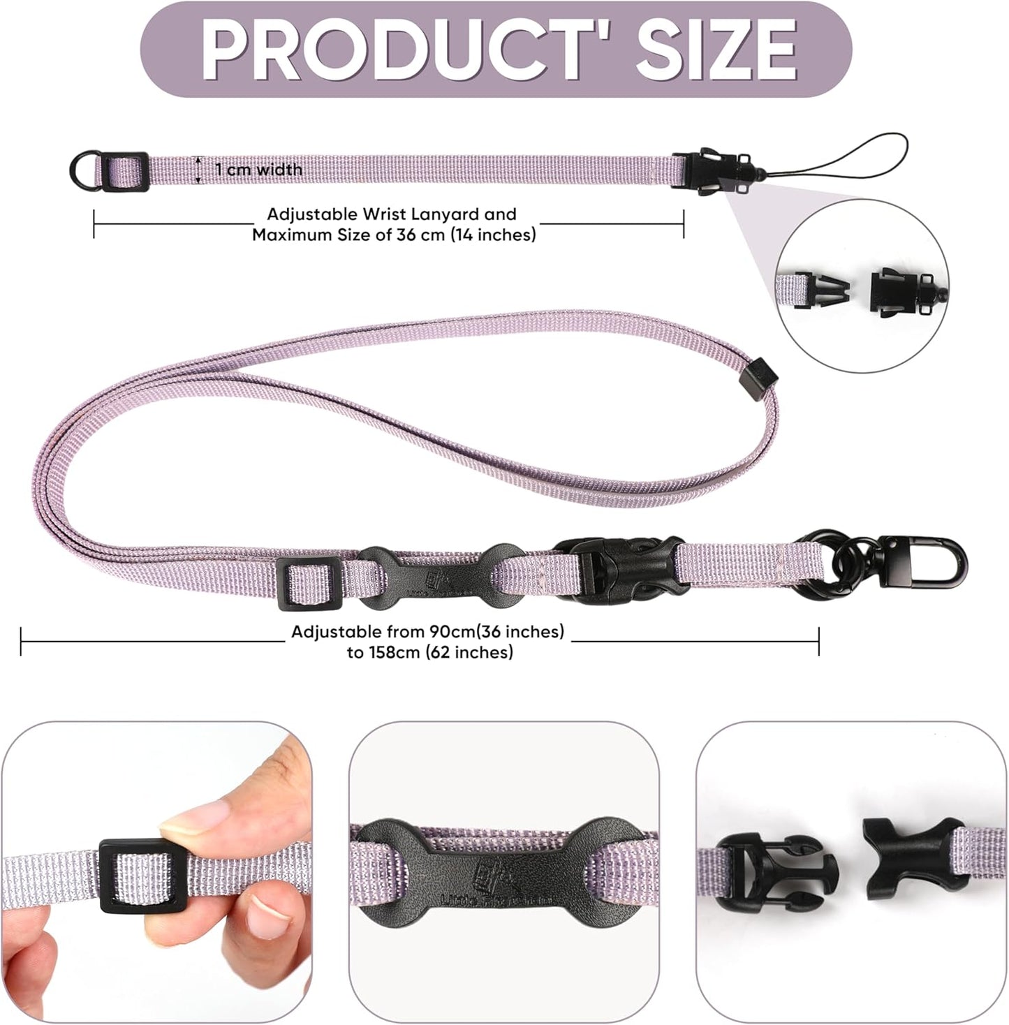 Cell Phone Strap Adjustable Wrist Strap Crossbody Cellphone Holder Extra Long Phone Lanyard Wrist Lanyard (Lavender Grey)