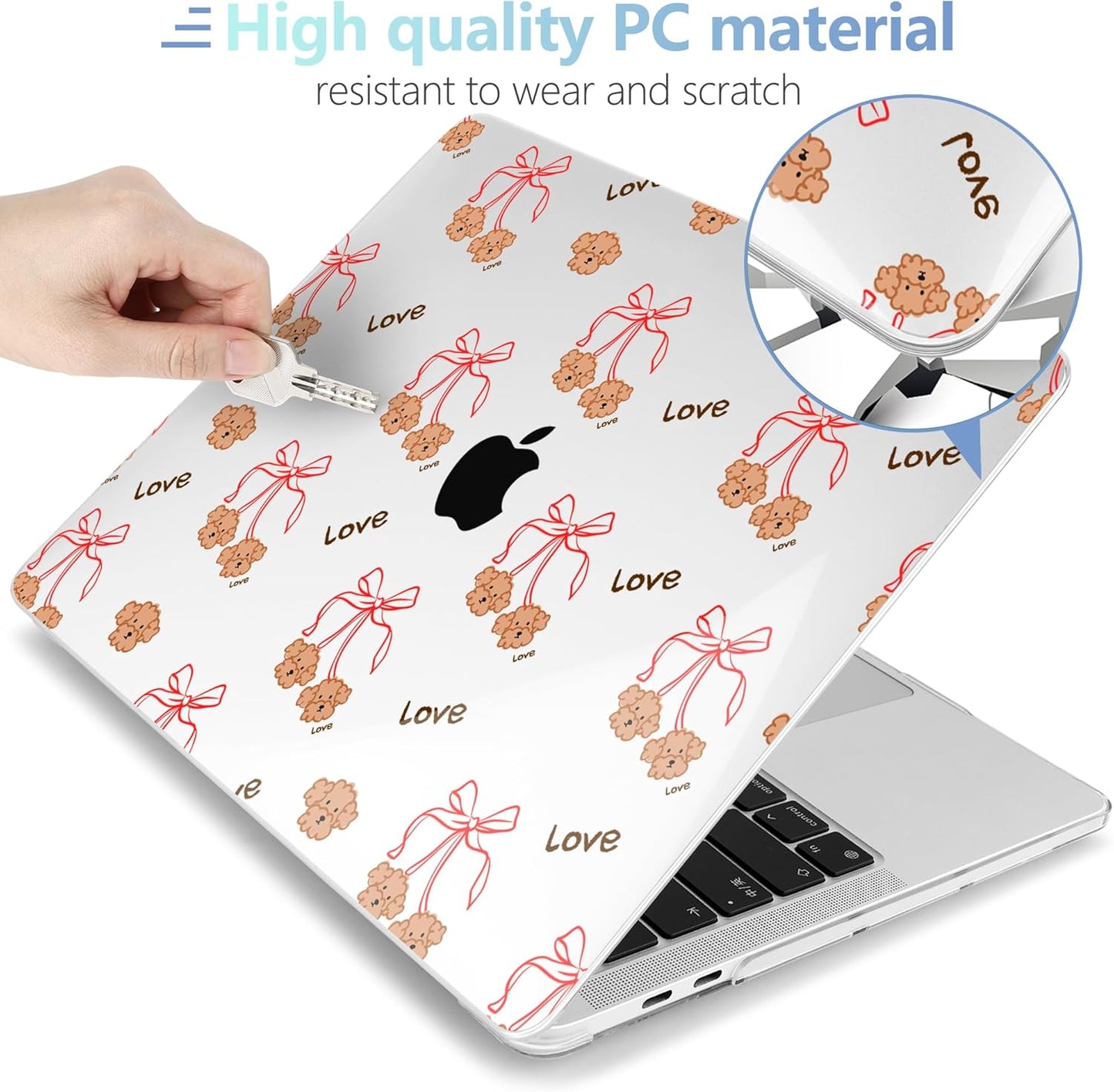 MEEgoodo Case for MacBook Pro 13 inch Case 2022 2021 2020 New A2338 M2/M1 A2251 A2289, Laptop Hard Shell with Keyboard & Camera Cover Compatible with 13 inch MacBook Pro, Cute Dog & Bows
