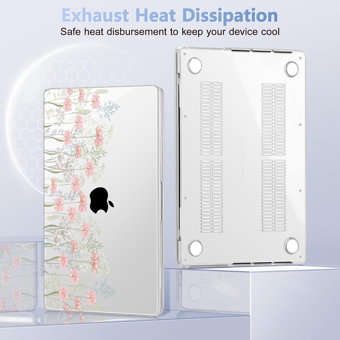 for MacBook Pro 16 inch Case 2021 2022 2023 2024 Release A3186 A3403 M4 A2991 M3 A2780 M2 A2485 M1 Pro/Max, Hard Shell Case with Screen Protector & Keyboard Cover, Floral C322