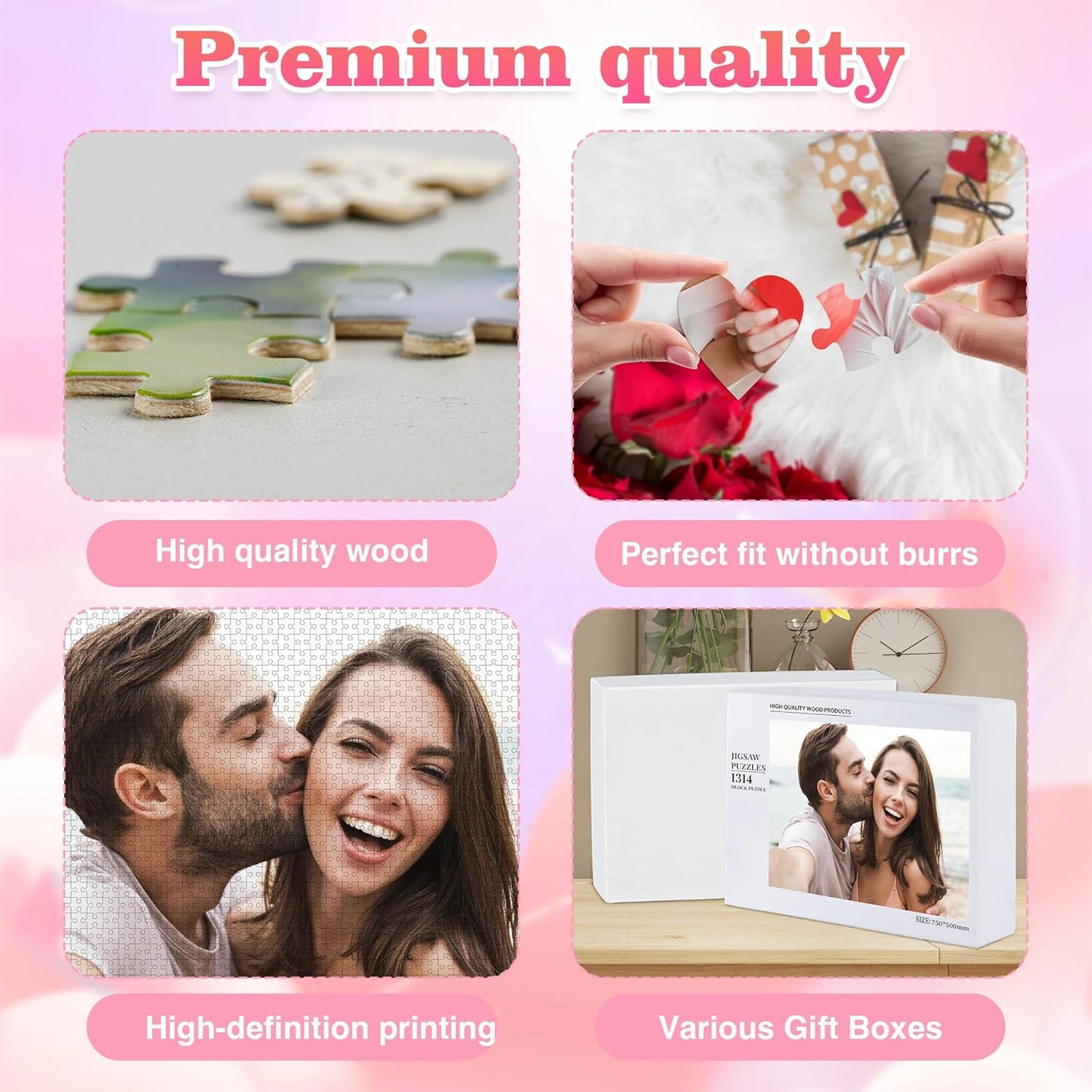 Easycosy Custom Photo Puzzles 1314/520 Pieces for Adults Families Personalized Picture Text Jigsaw Puzzle Gift for Holiday Birthday Wedding Anniversay(Horizontal/Vertical)