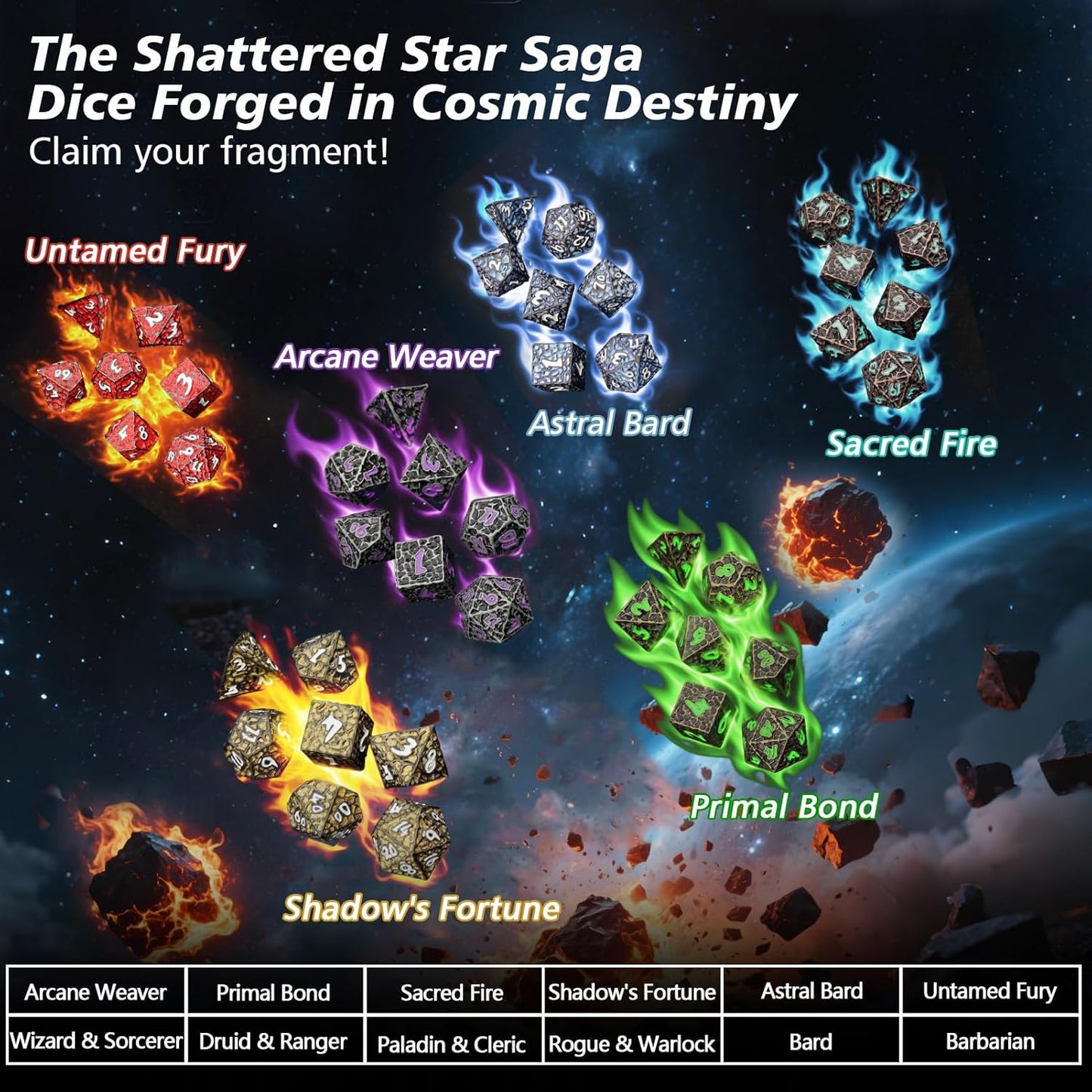 PJOY Metal Dice Set D&D for Dungeons and Dragons Green Metal Druid DND Dice with Case Meteorite Bronze 16mm 7PCS Role Playing Cool DND Gifts for Players DM Game Masters