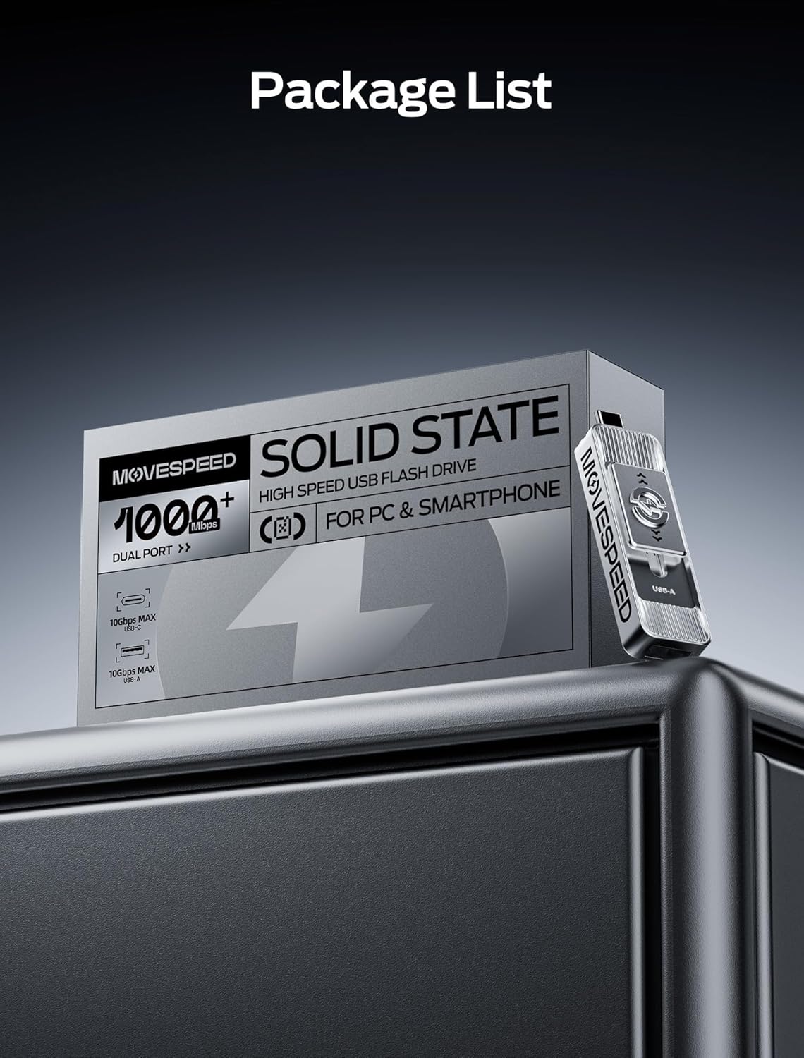 MOVE SPEED 512GB High-Speed 1050MB/s Read Pro Solid State Drives - Dual Ports USB 3.2 +Type C for Mac iOS Android Creators & Photographers