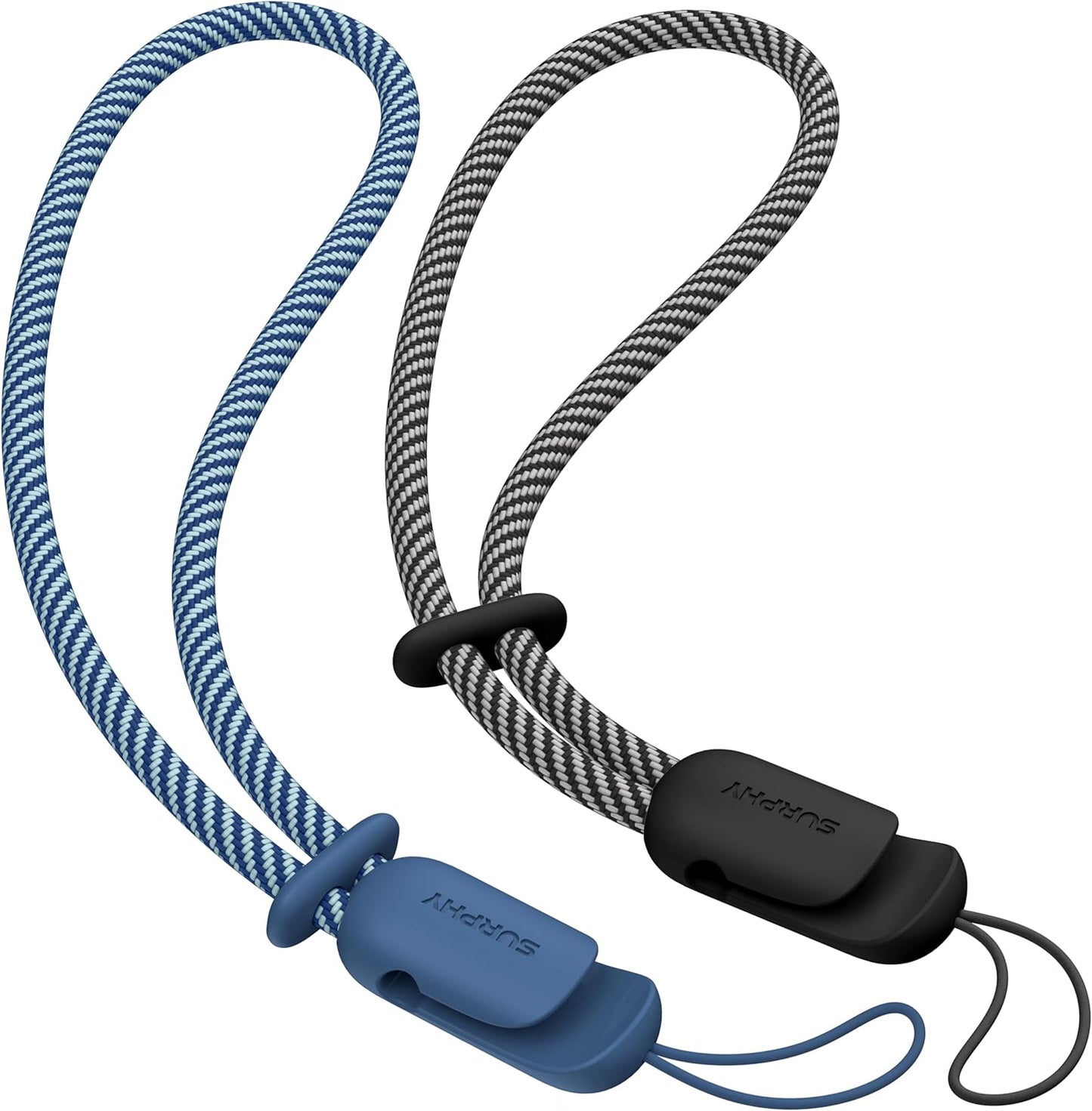 SURPHY 2 Pack Phone Lanyard for Cellphone Case, Phone Wrist Strap for Case, Cellphone Strap with 2-Color Braided, Charm Wrist Lanyard for Women, Cellphone Wrist Lanyard for Women, Black & Blue Jay