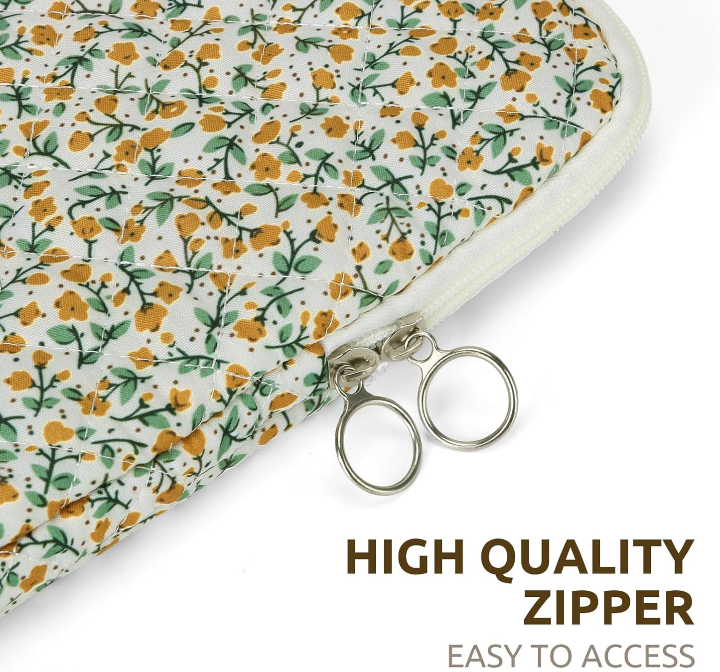 Puffy Laptop Sleeve 13-15.6 Inch Cute Quilted Laptop Protective Case Padded Floral Computer Sleeve for MacBook (B-Yellow, 13 Inch)