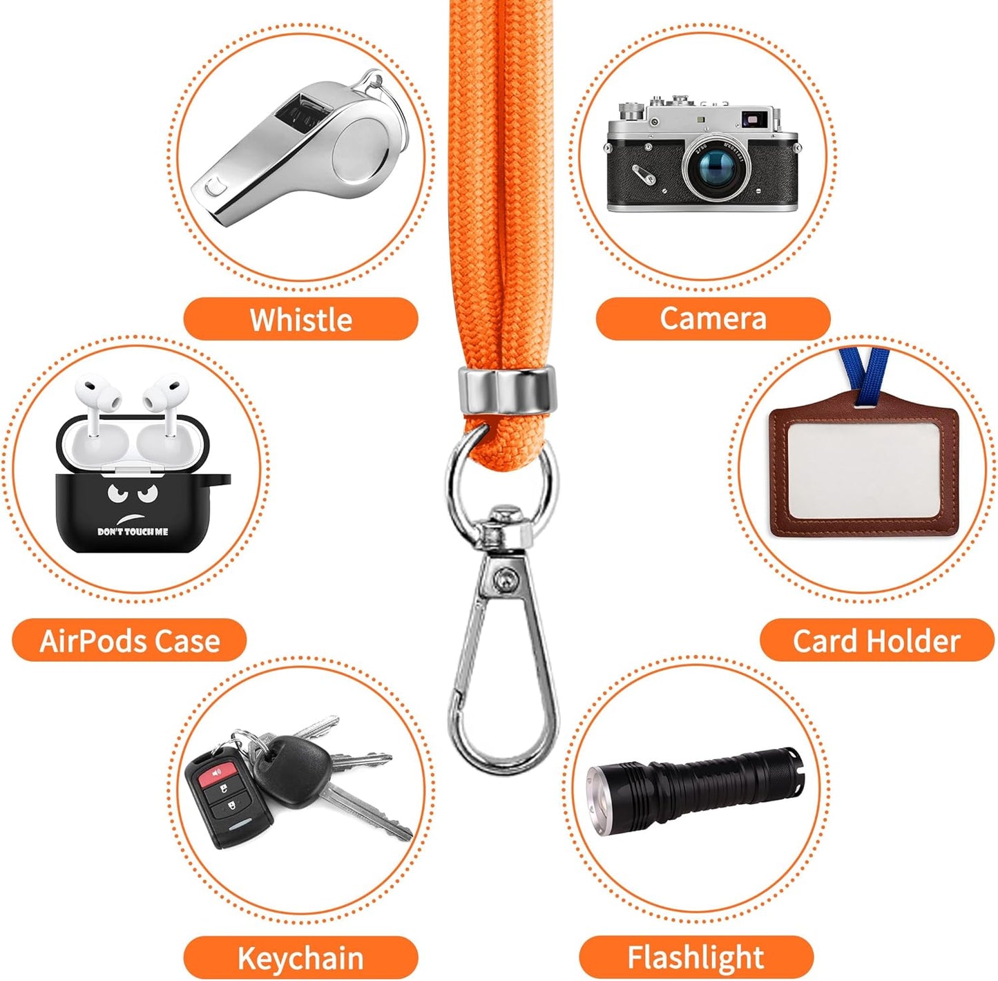 CACOE Cell Phone Lanyard Universal Crossbody Multifuctional Lanyard Compatible with Most Smartphones (Orange, 30"（Neck Strap×1）+8"（Wrist Strap×1）)