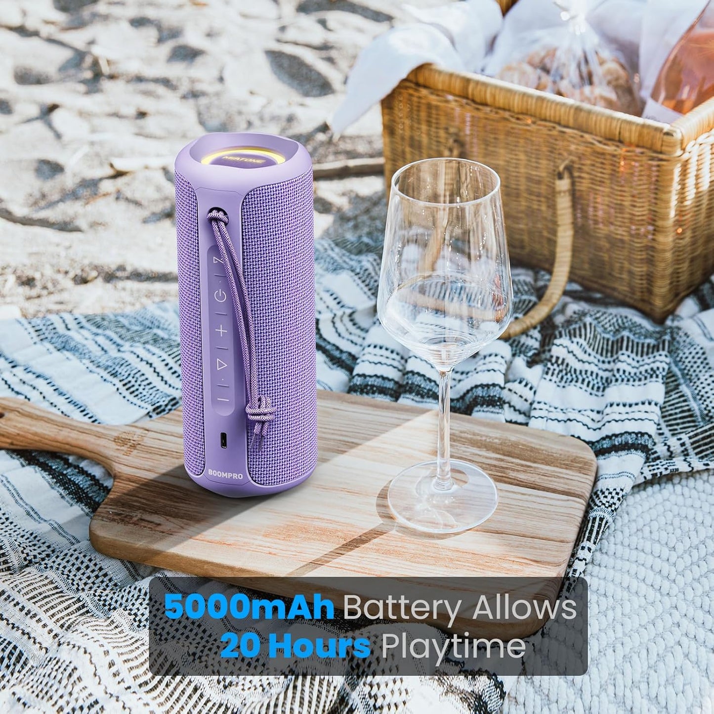 MIATONE Portable Bluetooth Speaker 36W Stereo Sound Bass Boost, 24H Playtime, Bluetooth 5.3 TWS Pairing Girl Friend Gifts for Woman(Purple)