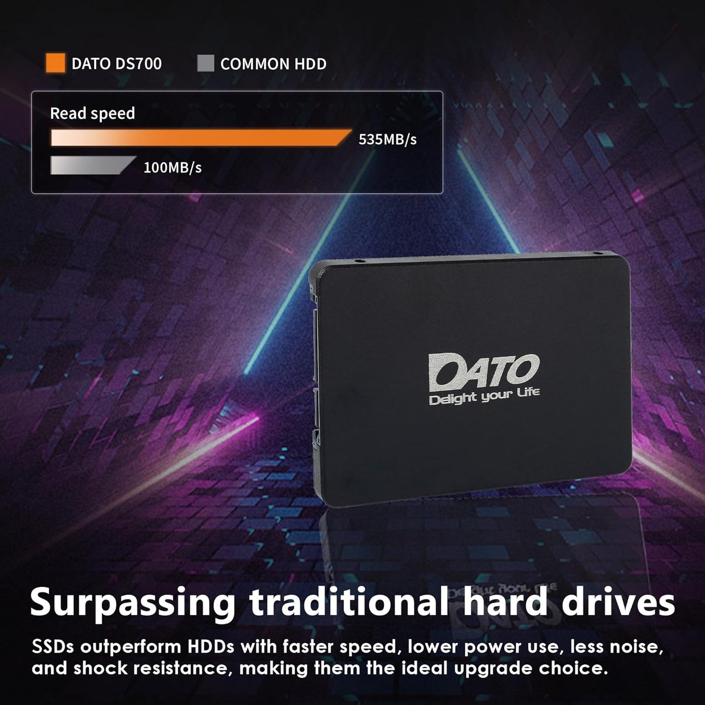 DATO 512GB SSD 2.5" SATA III Internal Solid State Drive, 3D NAND, SLC Cache, Up to 535/500 MB/s, Compatible with Laptop & PC Desktop