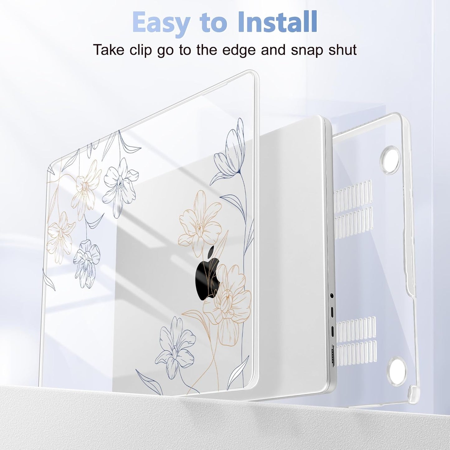 for MacBook Pro 16 inch Case 2021 2022 2023 2024 Release A3186 A3403 M4 A2991 M3 A2780 M2 A2485 M1 Pro/Max, Hard Shell Case with Screen Protector & Keyboard Cover, Floral