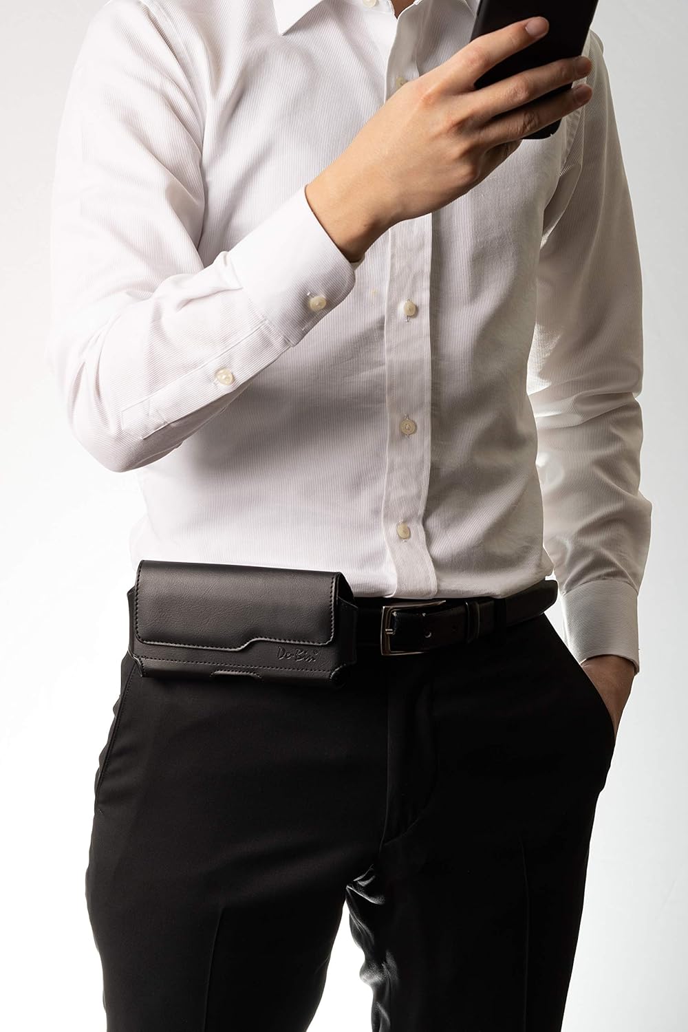 DeBin Case for Galaxy S25 Ultra S24 Ultra 5G, S24 FE, S23 Ultra, S22 Ultra, S21 Ultra, Note 20 Ultra - Cell Phone Belt Holster with Clip Pouch Holder Cover (Fits Samsung Phone with Case on) Black