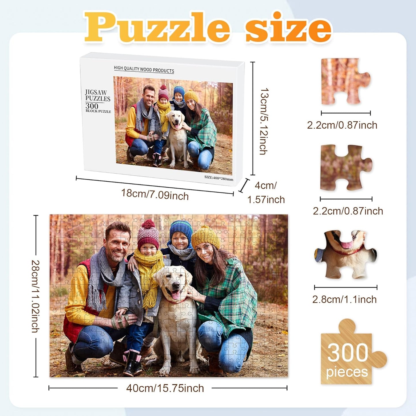 Easycosy Custom Photo Puzzles 300/500/1000 Pieces for Adults Families Personalized Picture Text Jigsaw Puzzle Gift for Holiday Birthday Wedding Anniversay(Horizontal/Vertical)