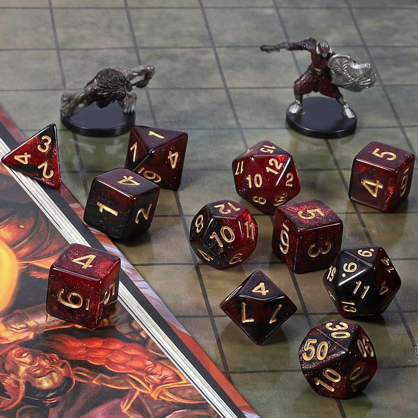 CiaraQ DND Dice Sets - 2 X 11 Polyhedral Dice (22pcs) for Dungeons and Dragons, Role Playing Table Game.