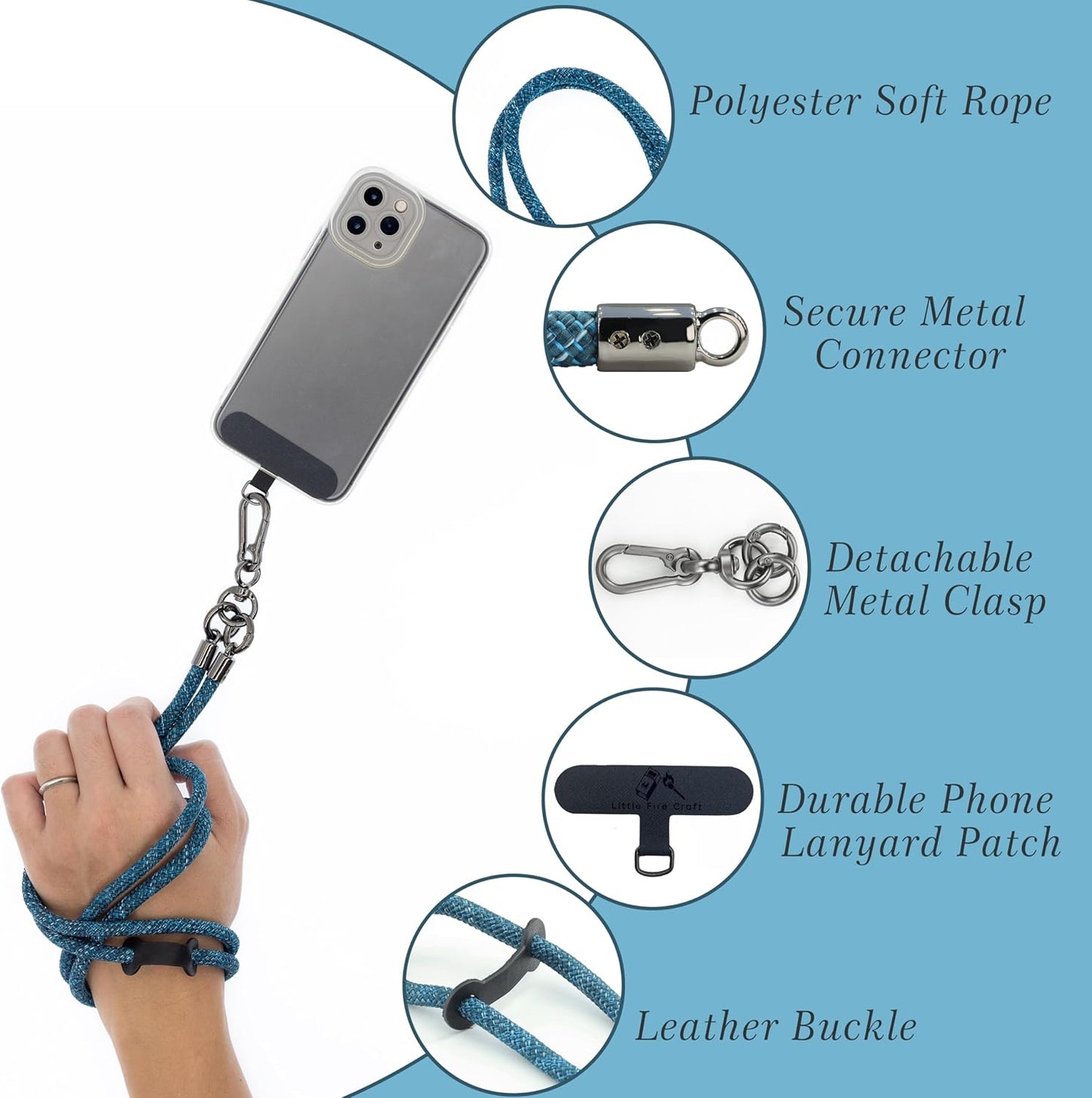 Phone Lanyard Universal Cell Phone Strap Crossbody Strap for iPhone Lanyard Around the Neck Extra Long Rope with Tether Tab for Men and Women (Camo Blue)