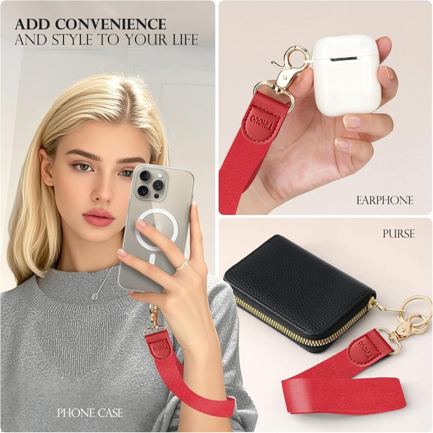 TiMOVO Phone Lanyard Crossbody Wrist Strap, Adjustable Anti-Theft Strap for Smartphone Case