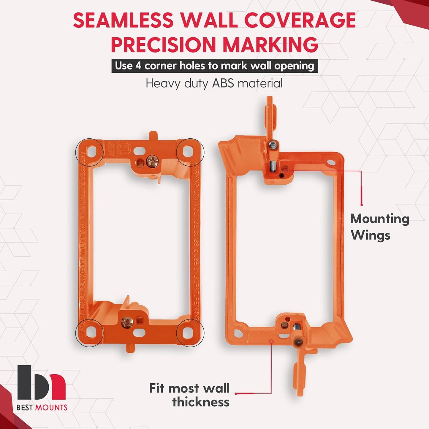 2 Pack Wall Plate Cable Pass Through with Bracket - In Wall Cable Management Kit - Recessed Cable Wall Plate Pair with Single Gang Low Voltage Mounting Bracket - Decorator Cover for Low Voltage Cables