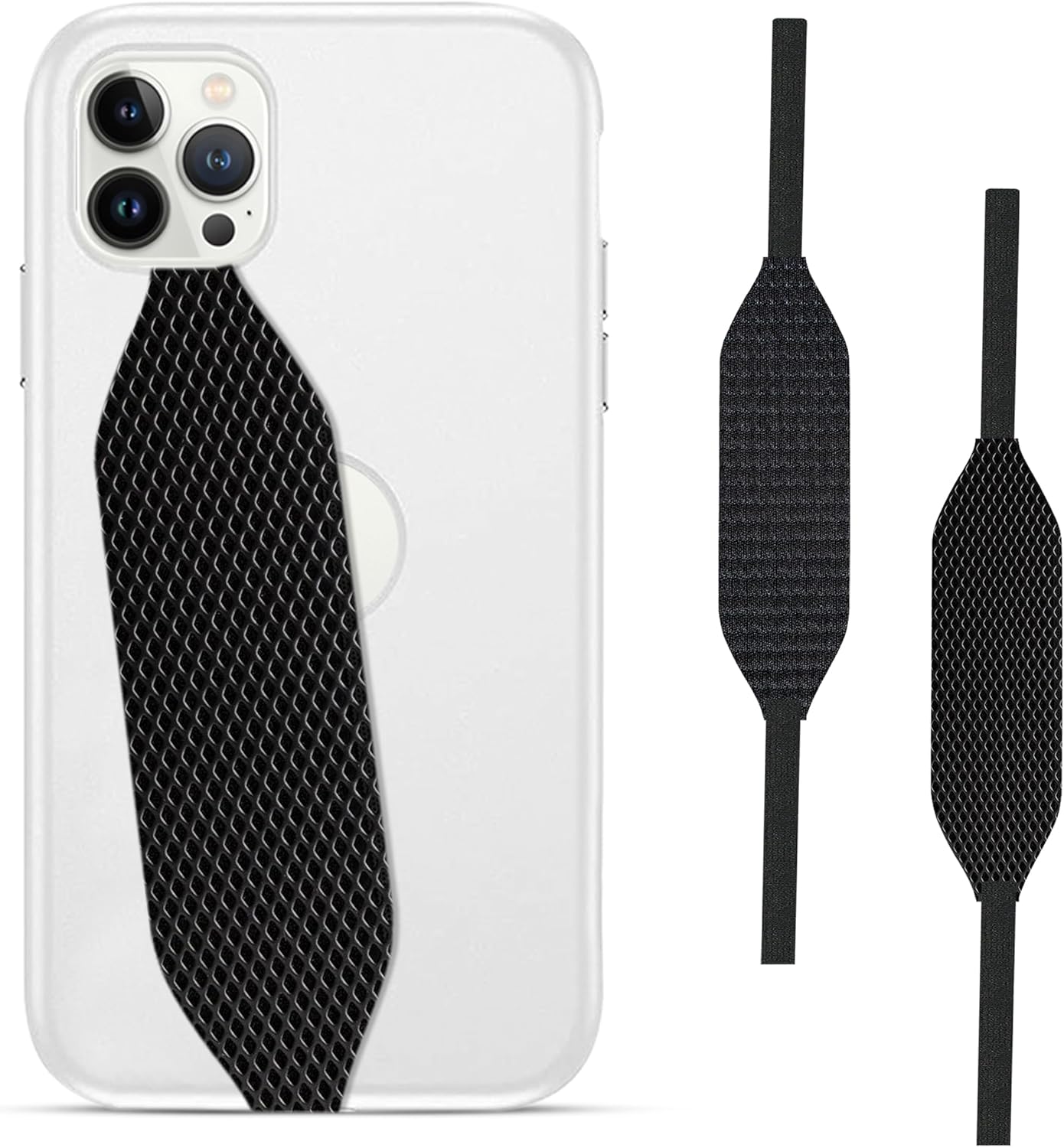 Phone Grip Strap - Pack of 2 Reversible Finger Holder for Phone Back, Customizable Anti-Slip Design, Wireless Charging Compatible Detachable Holder for iPhone - Carbon Fiber
