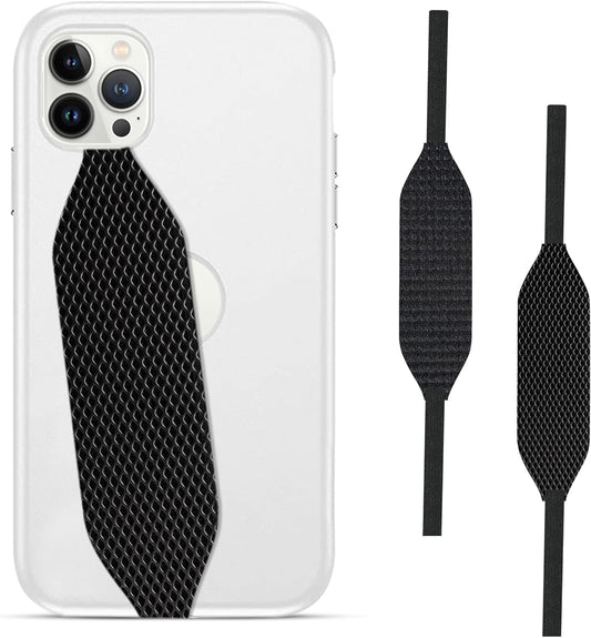 Phone Grip Strap - Reversible Finger Holder for Phone Back, Customizable Anti-Slip Design, Wireless Charging Compatible Detachable Holder for iPhone - Carbon Fiber