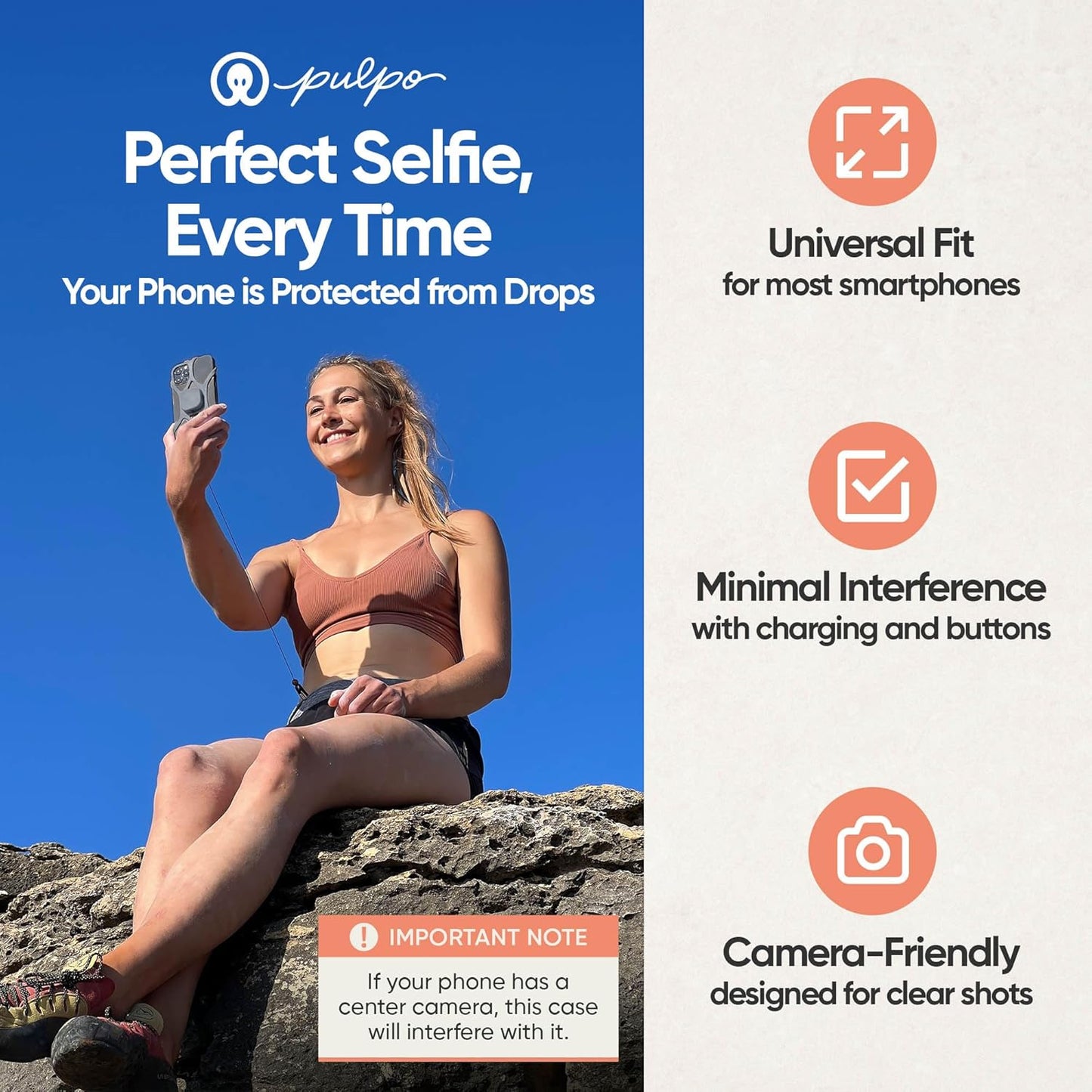 Pulpo Phone Leash Stealth Grey Fits Smartphones Up to 6.8" - Retractable Anti Theft Phone Tether for Skiing & Kayak Tether, Pickpocket Proof Cellphone Lanyard, Anti-Theft Cellphone Leash for Festival