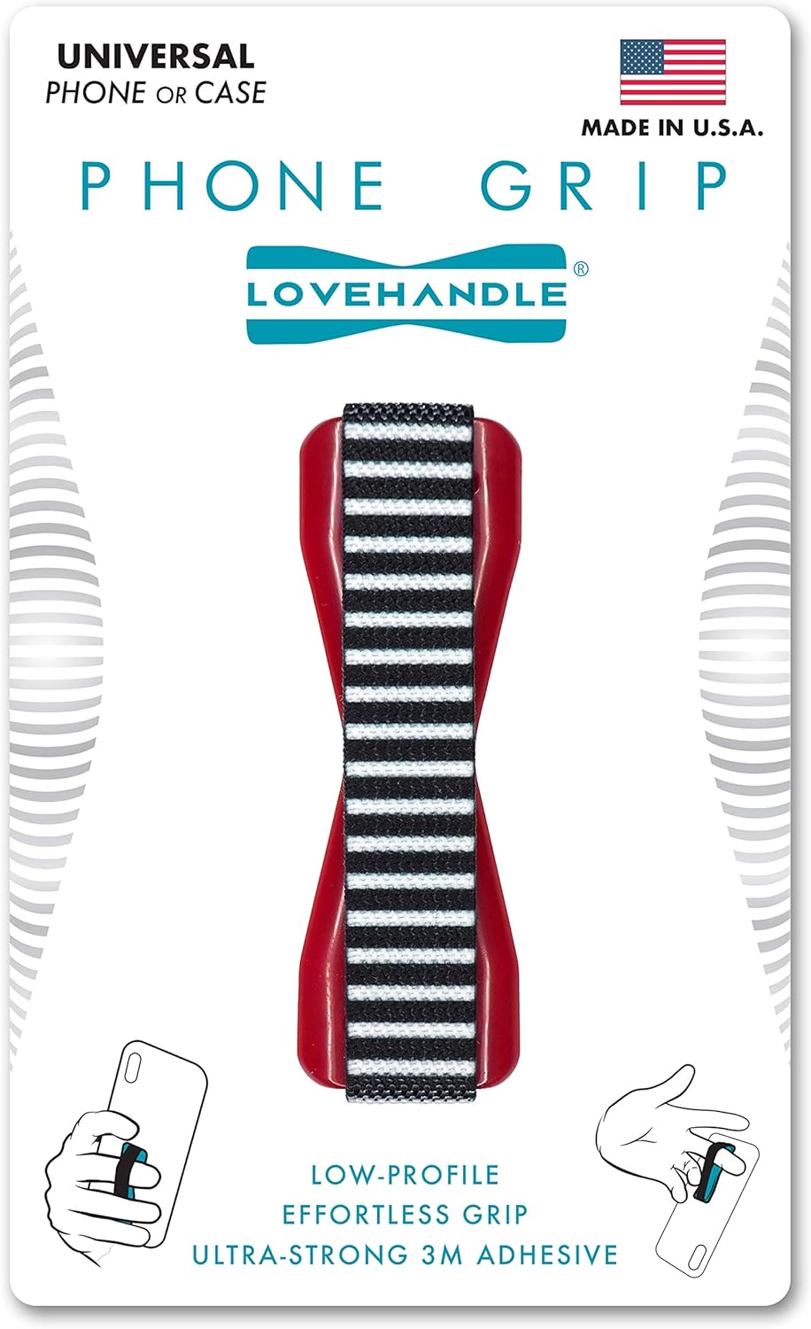 LOVEHANDLE Universal Phone Grip for Smartphones & Mini Tablets - Phone Holder for Hand - Wireless Charging Compatible - Made in The USA - MOD