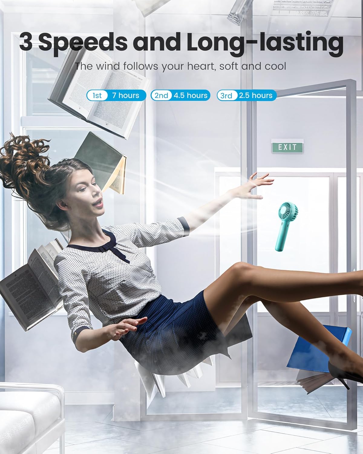 Gaiatop Mini Portable Fan, Small and Powerful, Cute Design 3 Speed Personal Handheld fan and Desktop with Base, Lightweight USB Rechargeable for Travel Lash Makeup Girl Women Summer Gift Green