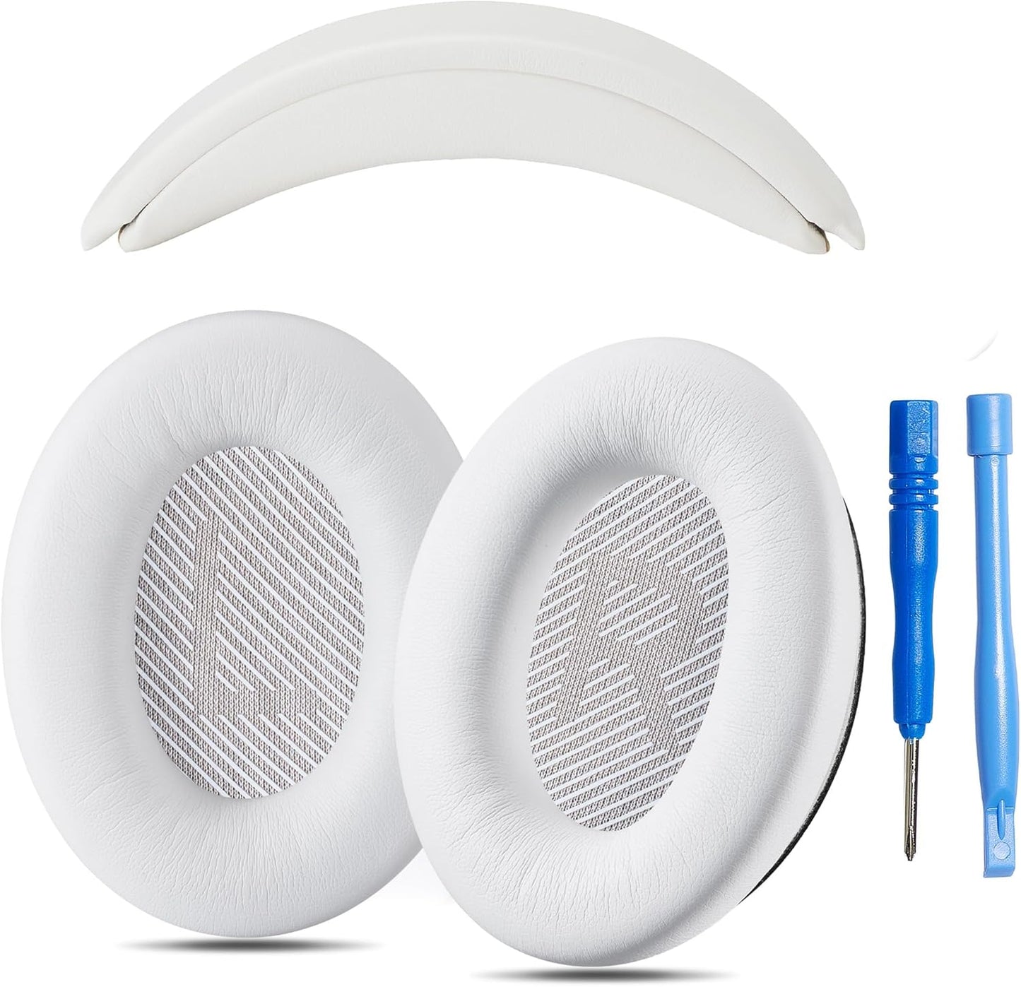 Replacement QC Ear Pad and Headband Pad Kit Cushion. Compatible with Bose QuietComfort (2023) QC45 QC35 QC35 II QC SC QC SE Wireless Noise Cancelling Headphones (White)