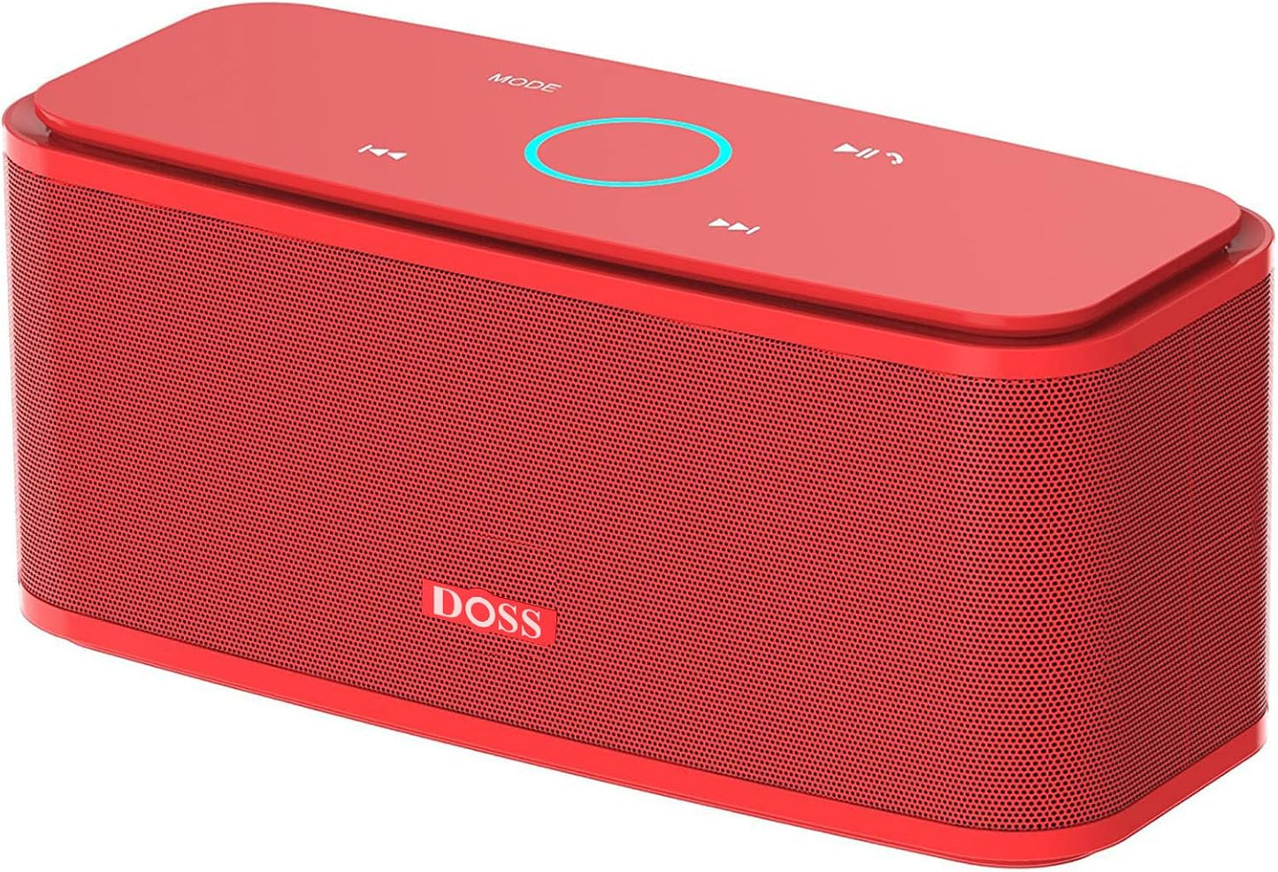 DOSS SoundBox Touch Wireless Bluetooth Speaker with HD Sound and Bass, IPX5 Water-Resistant, 20H Playtime, Handsfree, Portable for Office, Home, Outdoor, Travel-Red