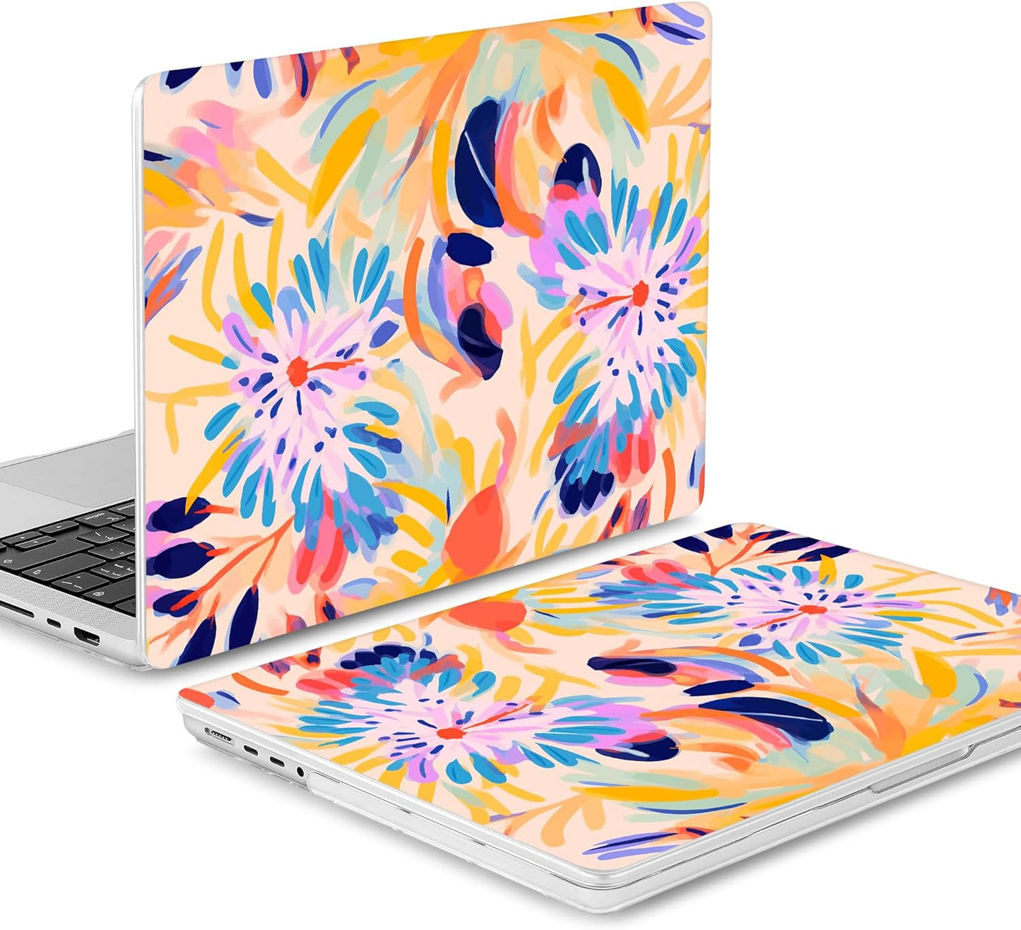 Mektron Case for MacBook Pro 16" M4 A3403 A3186 M3 A2991 M2 A2780 M1 A2485 (2021/2023/2024) Pro/Max with Touch ID, Hard Shell Plastic Laptop Cover Keyboard Cover Screen Protector, Abstract Botanical