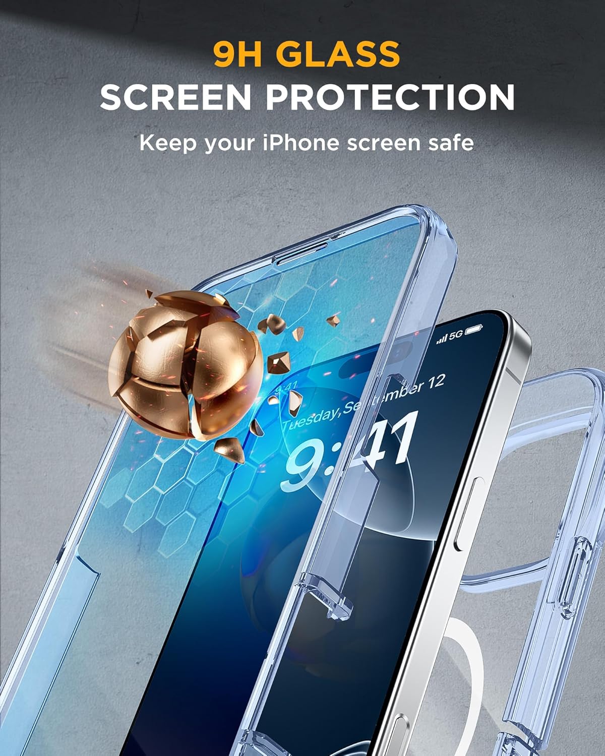 Miracase Magnetic for iPhone 16 Pro Case Full-Body Phone with Built-in Glass Screen Protector, [Compatible with MagSafe] Military Drop Proof 16 Pro Cover Bumper 6.3 inch, Clear Blue