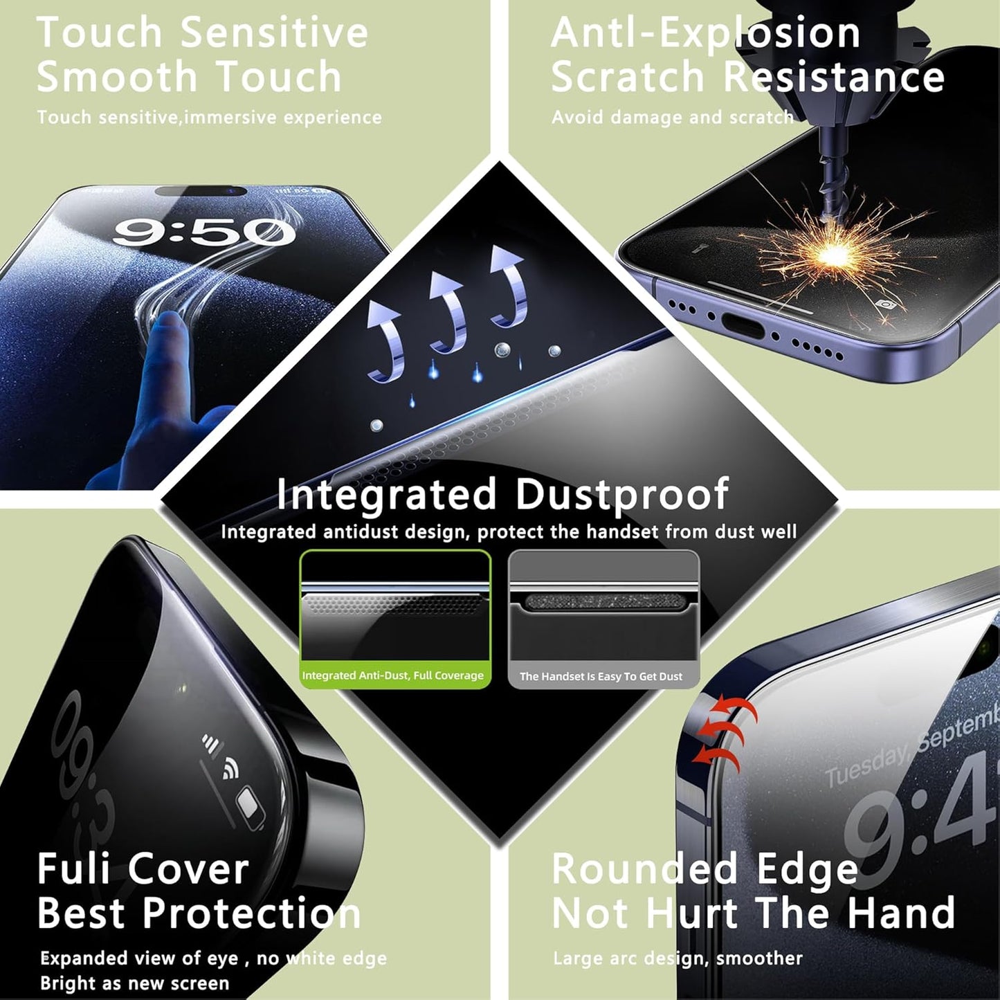 (2-Pack Ultra HD Clear Screen Protector for iPhone 11/XR (6.1-Inch),9H Tempered Glass,Full Coverage,Anti-Fingerprint,Auto Dust Removal,Bubble-Free,Easy Installation