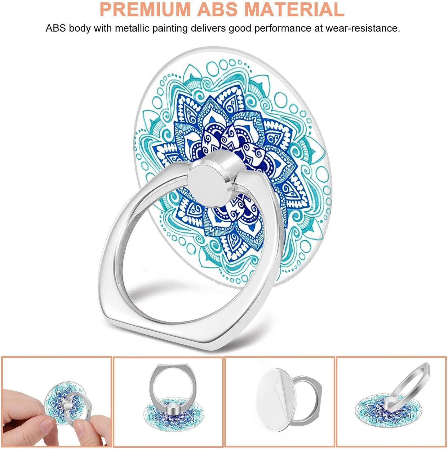 Bonoma Phone Ring Stand Holder, 3-Pack 360 Degree Rotation Universal Finger Ring Stand Compatible with Smartphones and Tablets Mandala