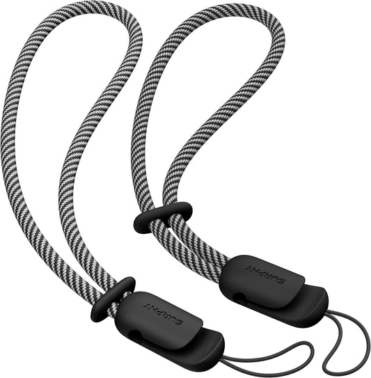 SURPHY 2 Pack Phone Lanyard for Cellphone Case, Phone Wrist Strap for Case, Cellphone Strap with 2-Color Braided, Charm Wrist Lanyard for Women, Cellphone Wrist Lanyard for Women, Black & Black
