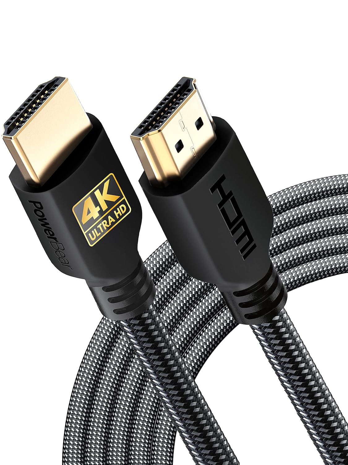 PowerBear 4K HDMI Cable 15 ft [2 Pack] High Speed, Braided Nylon & Gold Connectors, 4K @ 60Hz, Ultra HD, 2K, 1080P, ARC & CL3 Rated | for Laptop, Monitor, PS5, PS4, Xbox One, Fire TV, Apple TV & More