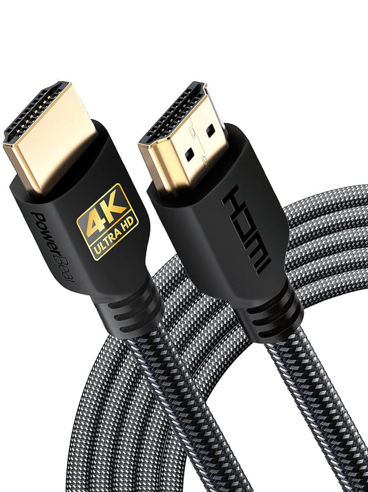 PowerBear 4K HDMI Cable 15 ft [2 Pack] High Speed, Braided Nylon & Gold Connectors, 4K @ 60Hz, Ultra HD, 2K, 1080P, ARC & CL3 Rated | for Laptop, Monitor, PS5, PS4, Xbox One, Fire TV, Apple TV & More