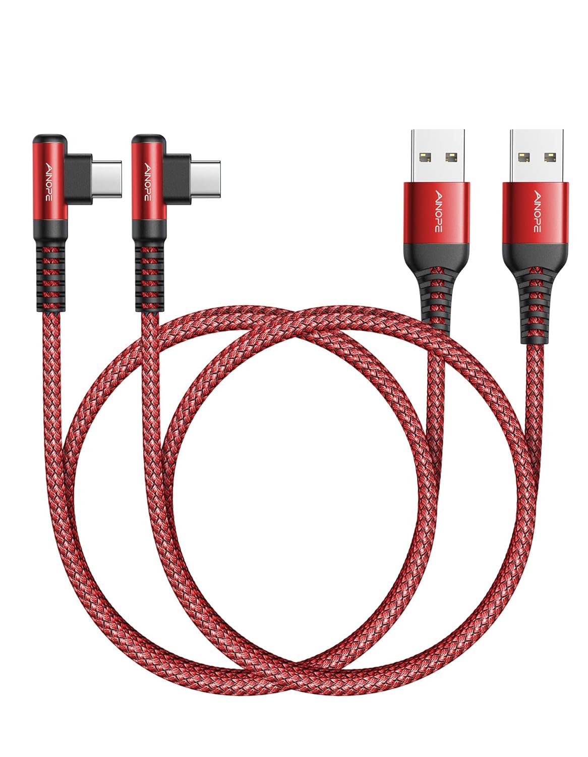 USB C Cable [2 Pack 1.6FT] Fast Charger Type C 3.1A Right Angle Nylon Braided USB Type C Cable Compatible with Galaxy Note 10 9 A51, S22 S21 S10 LG G8 G7 Charging Cord