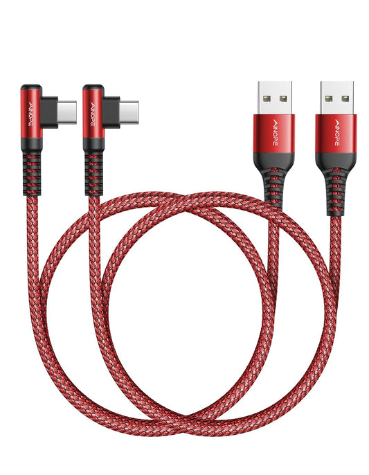USB C Cable [2 Pack 1.6FT] Fast Charger Type C 3.1A Right Angle Nylon Braided USB Type C Cable Compatible with Galaxy Note 10 9 A51, S22 S21 S10 LG G8 G7 Charging Cord