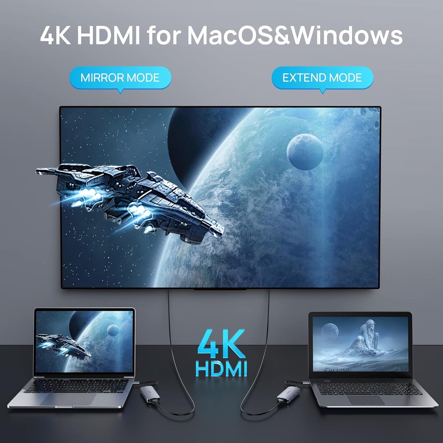 USB C Hub 4K 60Hz HDMI with 100W Power Delivery, USB-C and 2 USB-A 5Gbps Data Multiport Adapter, microSD and SD Card Reader, Dongle for MacBook Air/Pro, Dell, Lenovo, HP, Surface and More