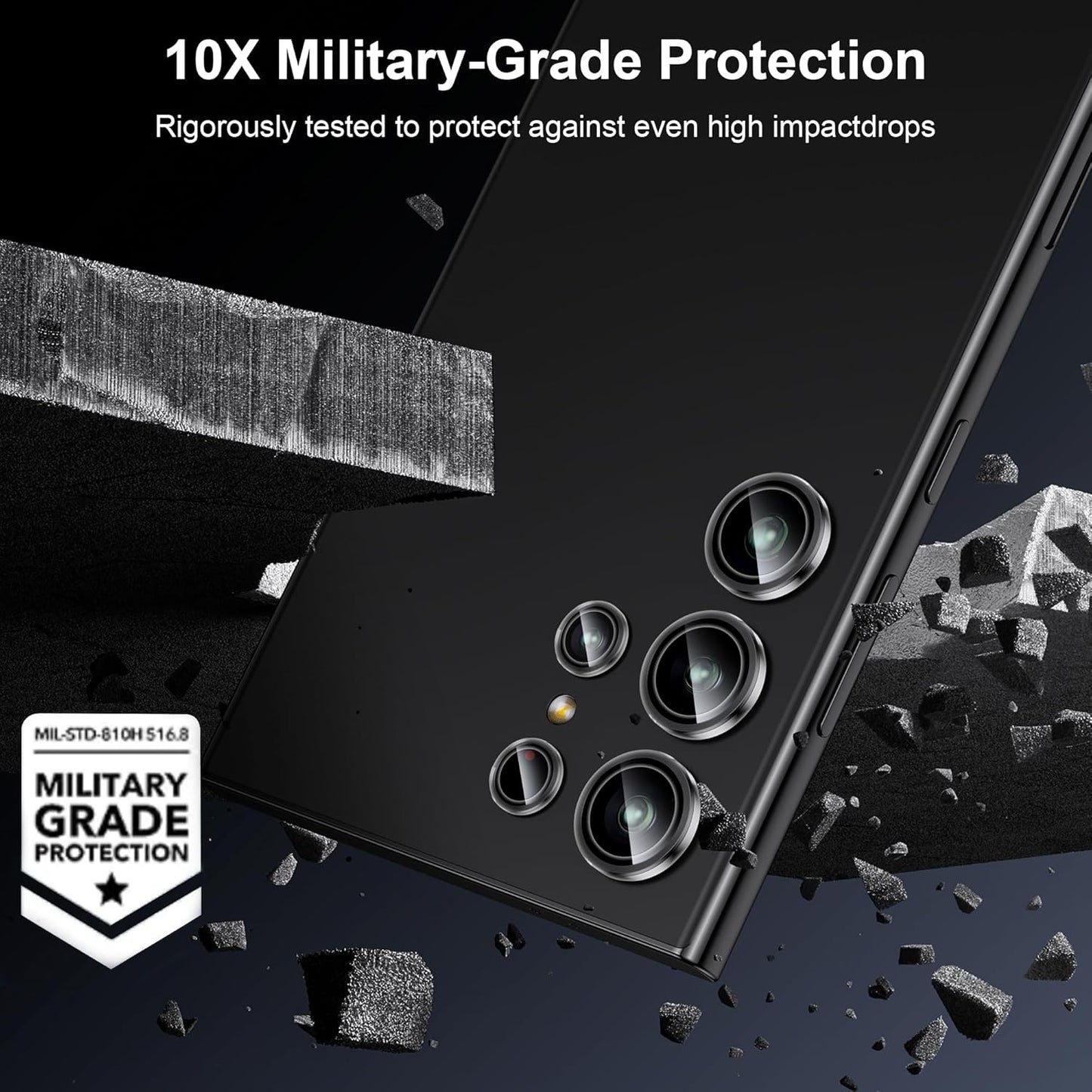 WSKEN for Samsung Galaxy S24 Ultra Camera Lens Protector, Ultra Thin Scratch Resistant 9H Tempered Glass with Aluminum Metal Circle Camera Screen Protector Cover Accessories, Clear