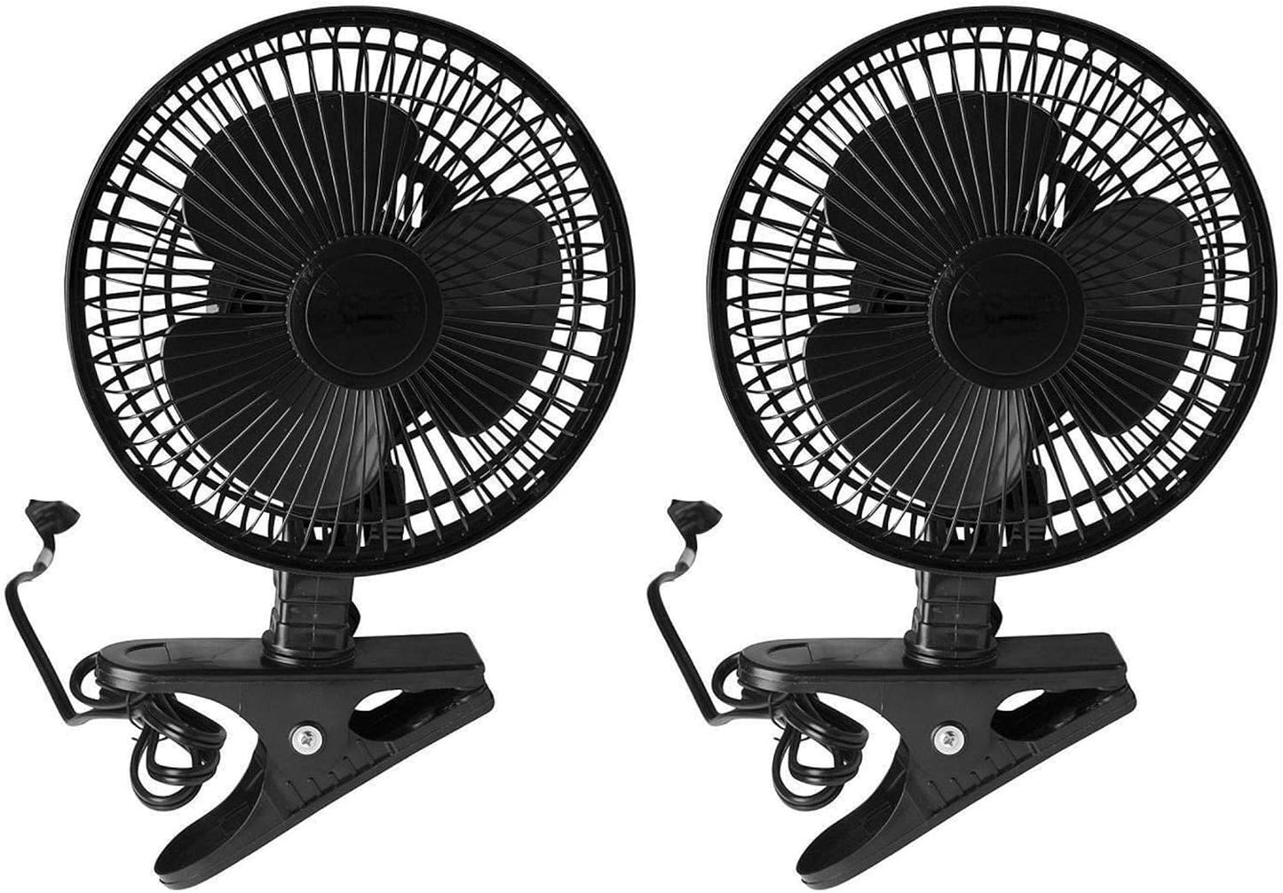 JOEY'Z 2 Pack - 6 INCH - 2 Speed - Adjustable Tilt, Whisper Quiet Operation Clip-On-Fan - Black