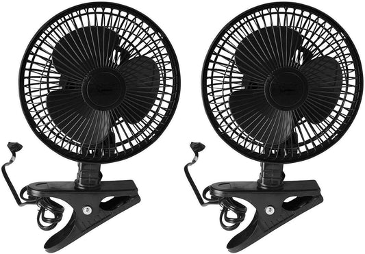 JOEY'Z 2 Pack - 6 INCH - 2 Speed - Adjustable Tilt, Whisper Quiet Operation Clip-On-Fan - Black
