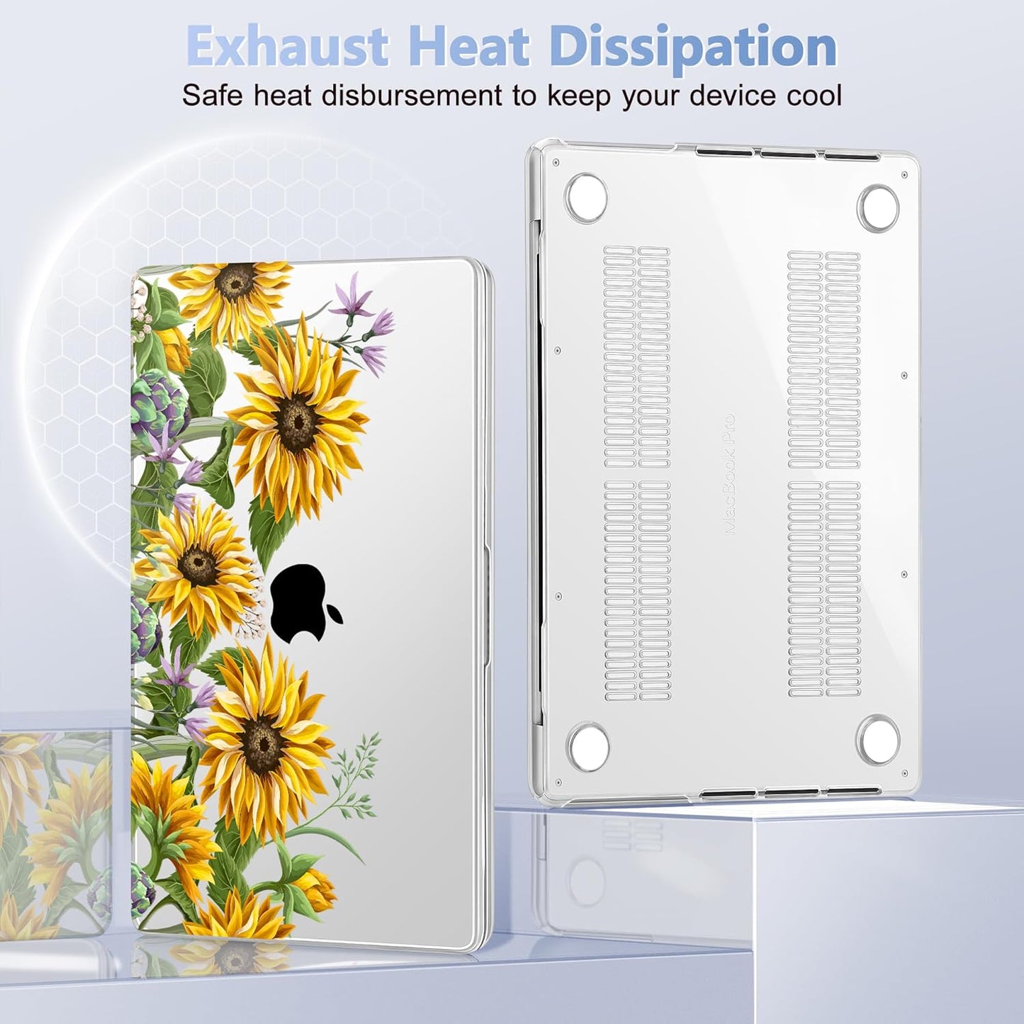 for MacBook Pro 16 inch Case 2021 2022 2023 2024 Release A3186 A3403 M4 A2991 M3 A2780 M2 A2485 M1 Pro/Max, Hard Shell Case with Screen Protector & Keyboard Cover, Sunflowers