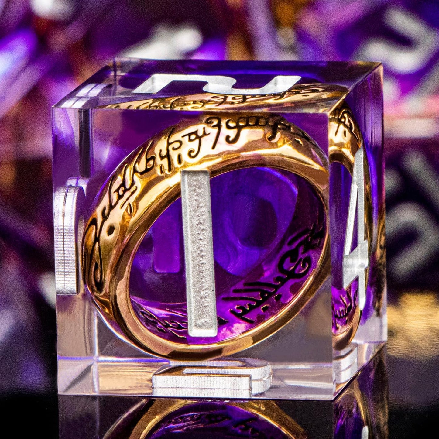 Magic Golden Ring DND Dice Set with Box, Purple Sharp Edge Handmade Lord D and D Polyhedral Dice for use with D&D Tabletop Games RPG, D20 D12 D10 D8 D6 D4