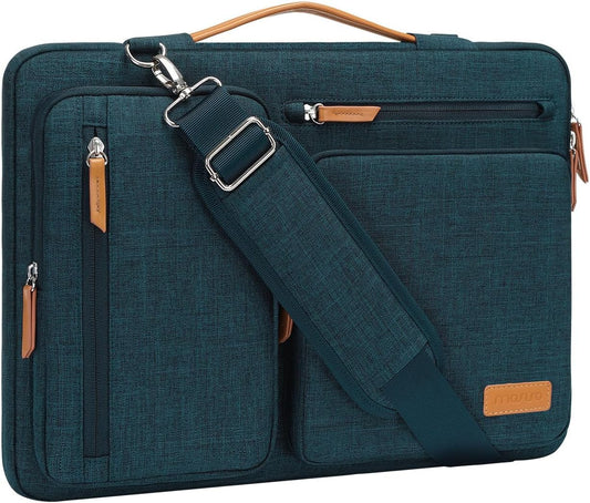 MOSISO 360 Protective Laptop Shoulder Bag,13-13.3 inch Computer Bag Compatible with MacBook, HP, Dell, Lenovo, Asus Notebook,Side Open Messenger Bag with 4 Zipper Pockets&Handle, Teal Green