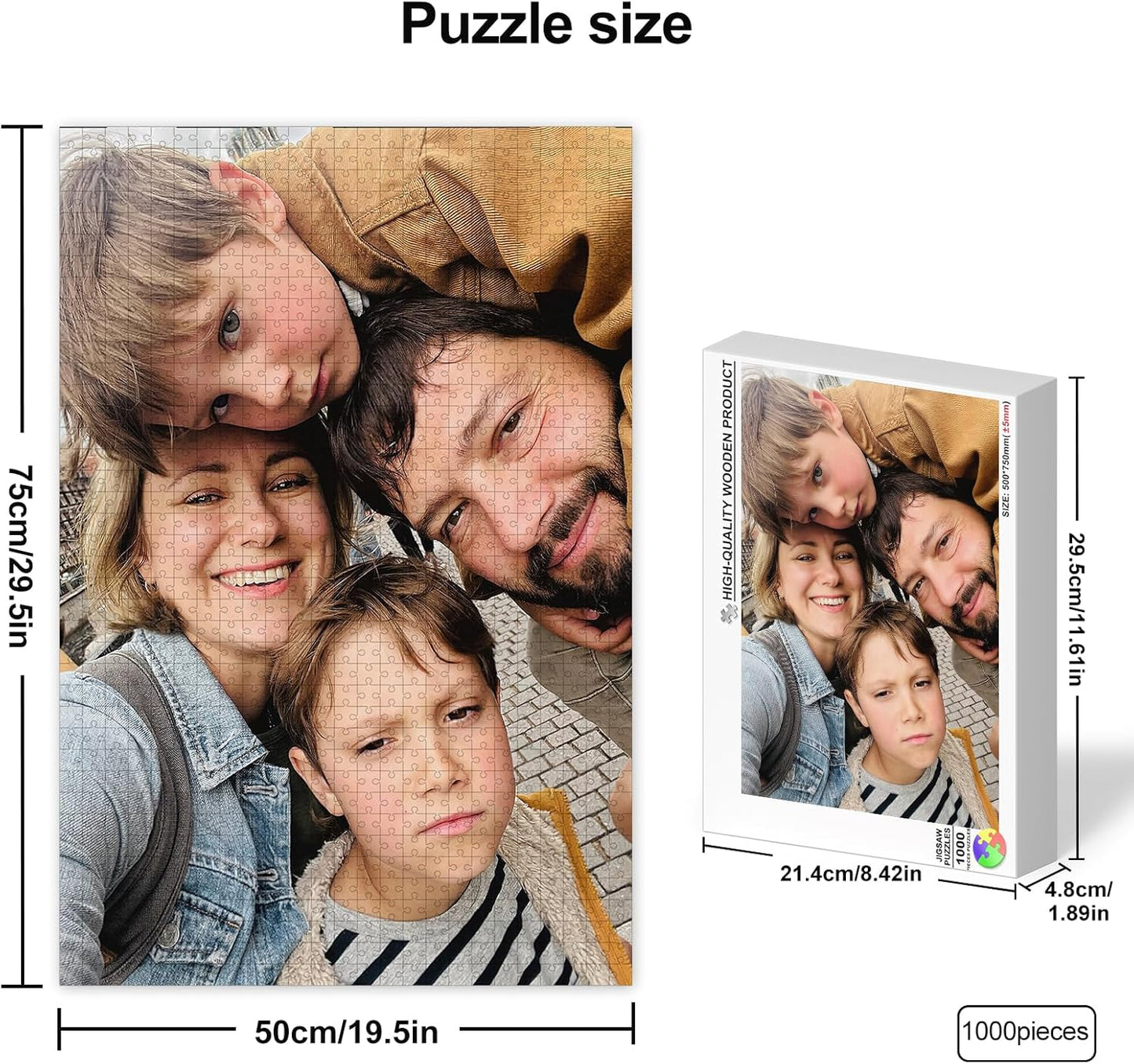 Personalized Puzzle for Father's Day, Custom Puzzles for Adults 1000 Pieces, Create Your Own Photo Wooden Puzzle, Unique Gift for Birthdays, Anniversary & Weddings(19.5 * 29.5In Vertical)