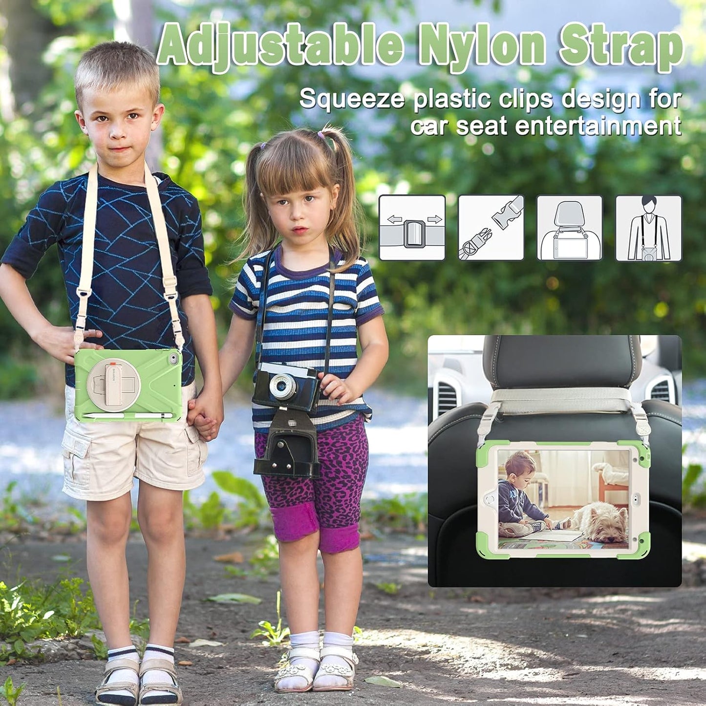 BRAECN iPad mini 5 Case,iPad mini 4 Case, Heavy Duty Shockproof Protective Rugged Case with Pencil Holder,Hand Strap,Kickstand, Shoulder Strap for iPad mini 5th/4th Generation 7.9 Inch for Kids