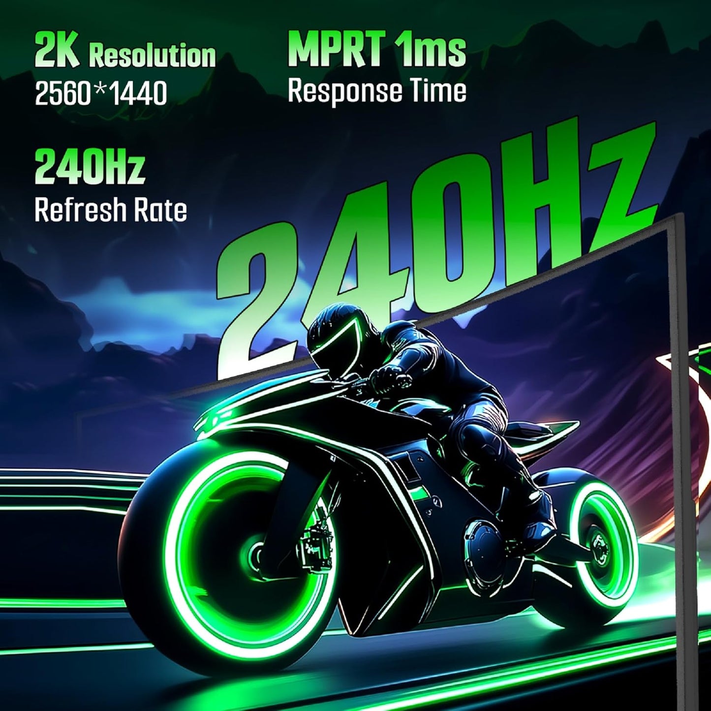 SANSUI 27 Inch Curved 240Hz Gaming Monitor, 2K WQHD 1500R Curved Computer Monitor, 120% sRGB, MPRT 1ms, Freesync, HDR, VESA(100 * 100mm),HDMI*2, DP1.4 * 2(DP Cable Included)